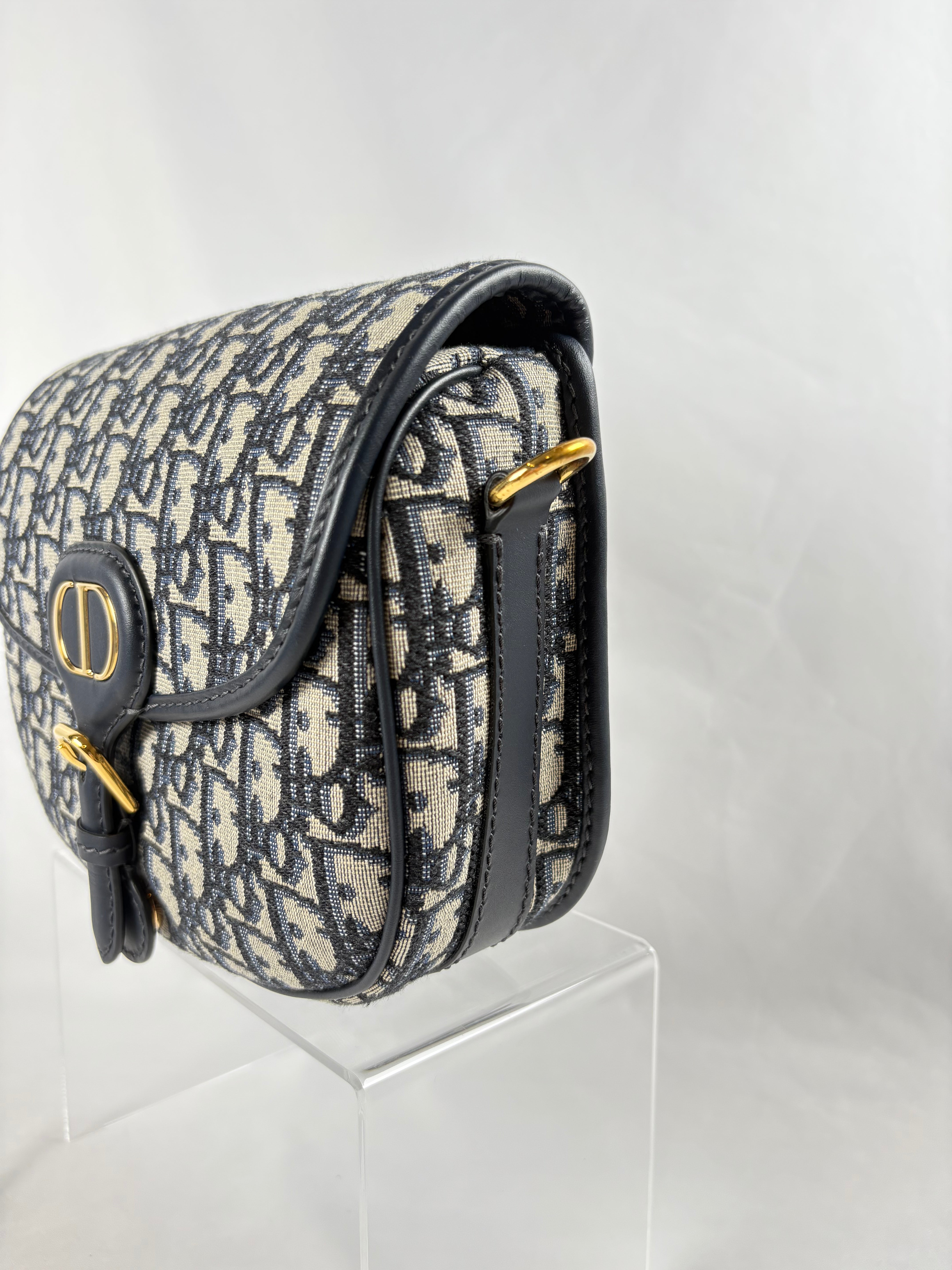 Pre-Owned CHRISTIAN DIOR Bobby Blue Oblique Jacquard Handbag, Medium