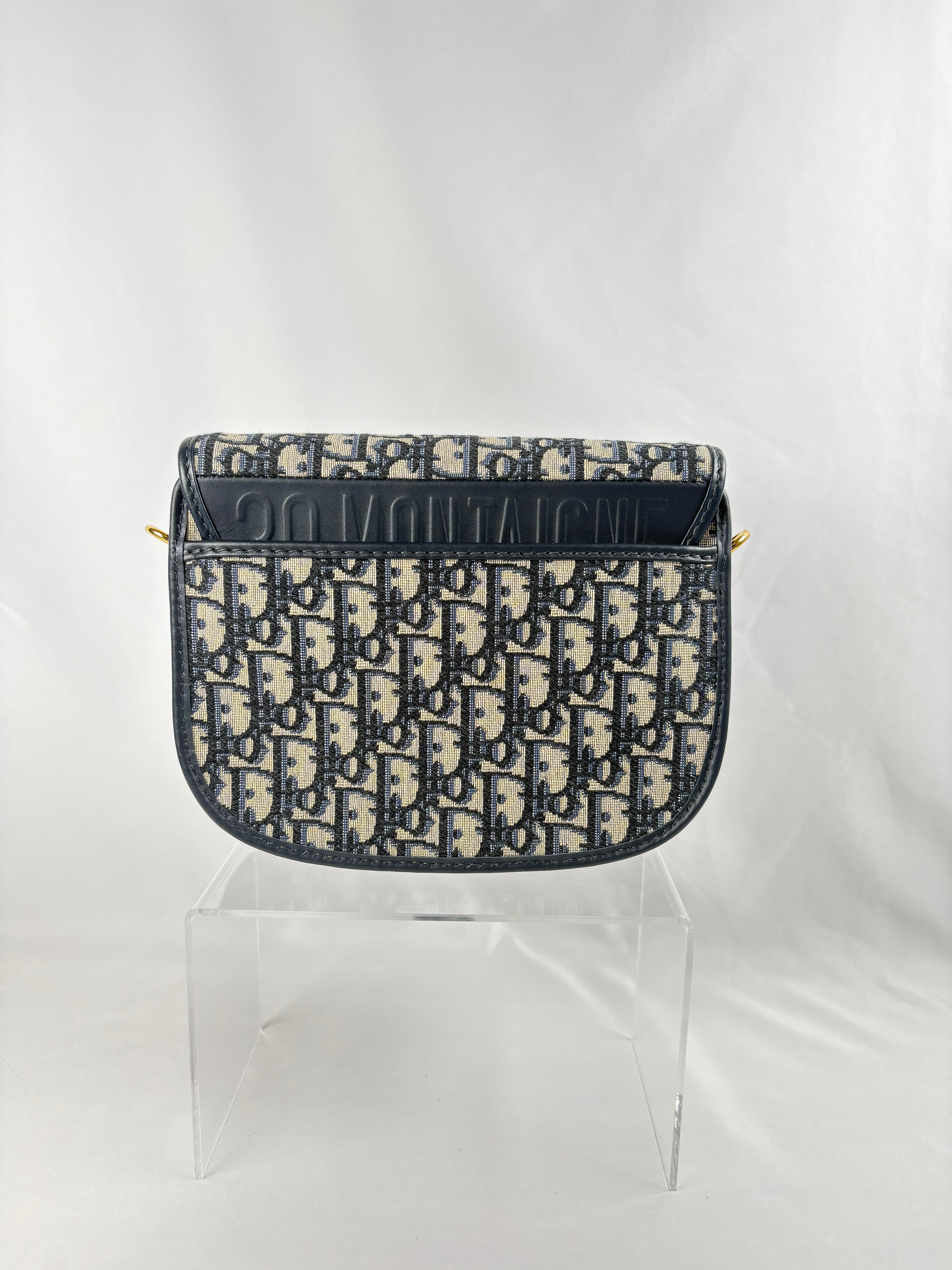 Pre-Owned CHRISTIAN DIOR Bobby Blue Oblique Jacquard Handbag, Medium