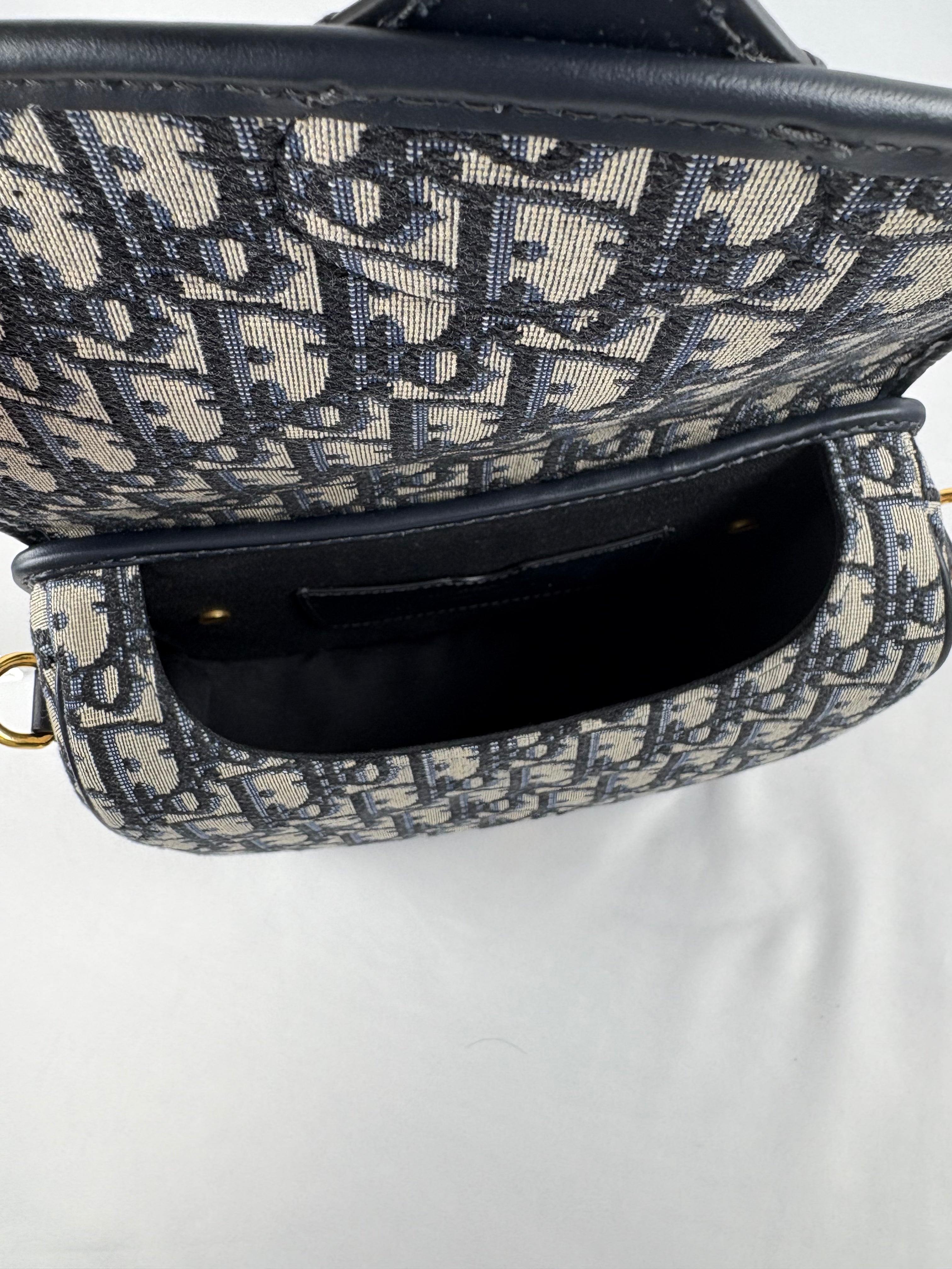 Pre-Owned CHRISTIAN DIOR Bobby Blue Oblique Jacquard Handbag, Medium