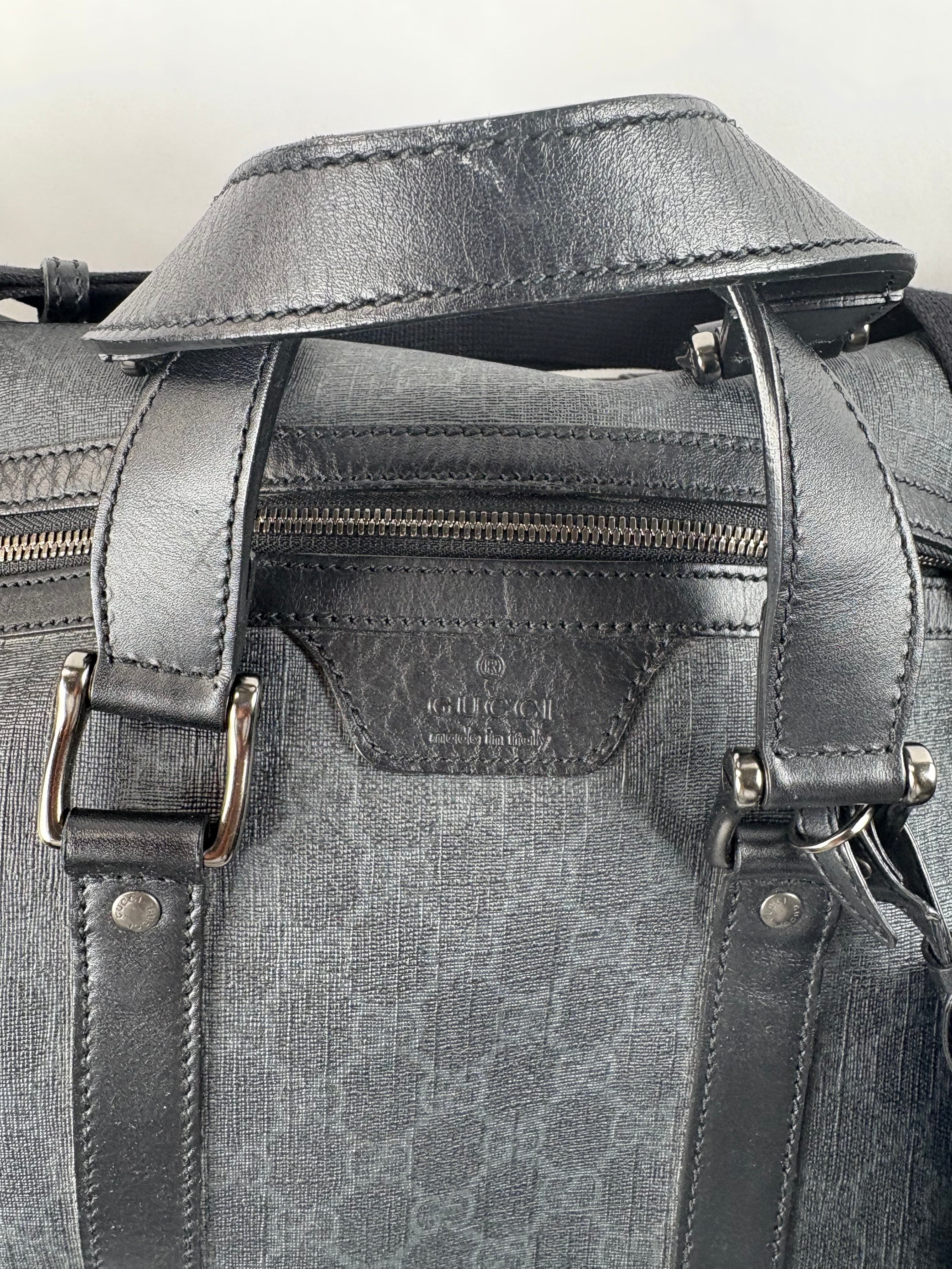 Pre-Owned GUCCI Supreme Canvas Carry-On Black Luggage