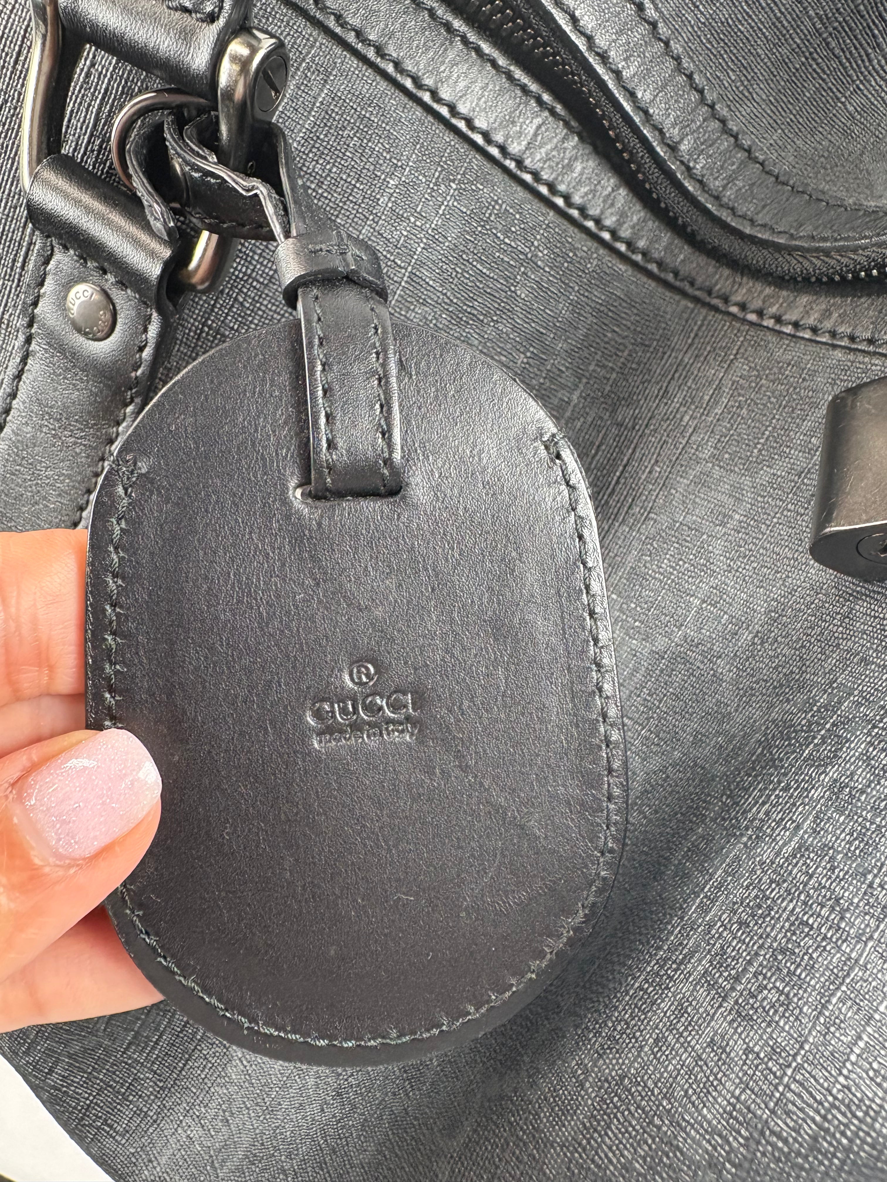 Pre-Owned GUCCI Supreme Canvas Carry-On Black Luggage