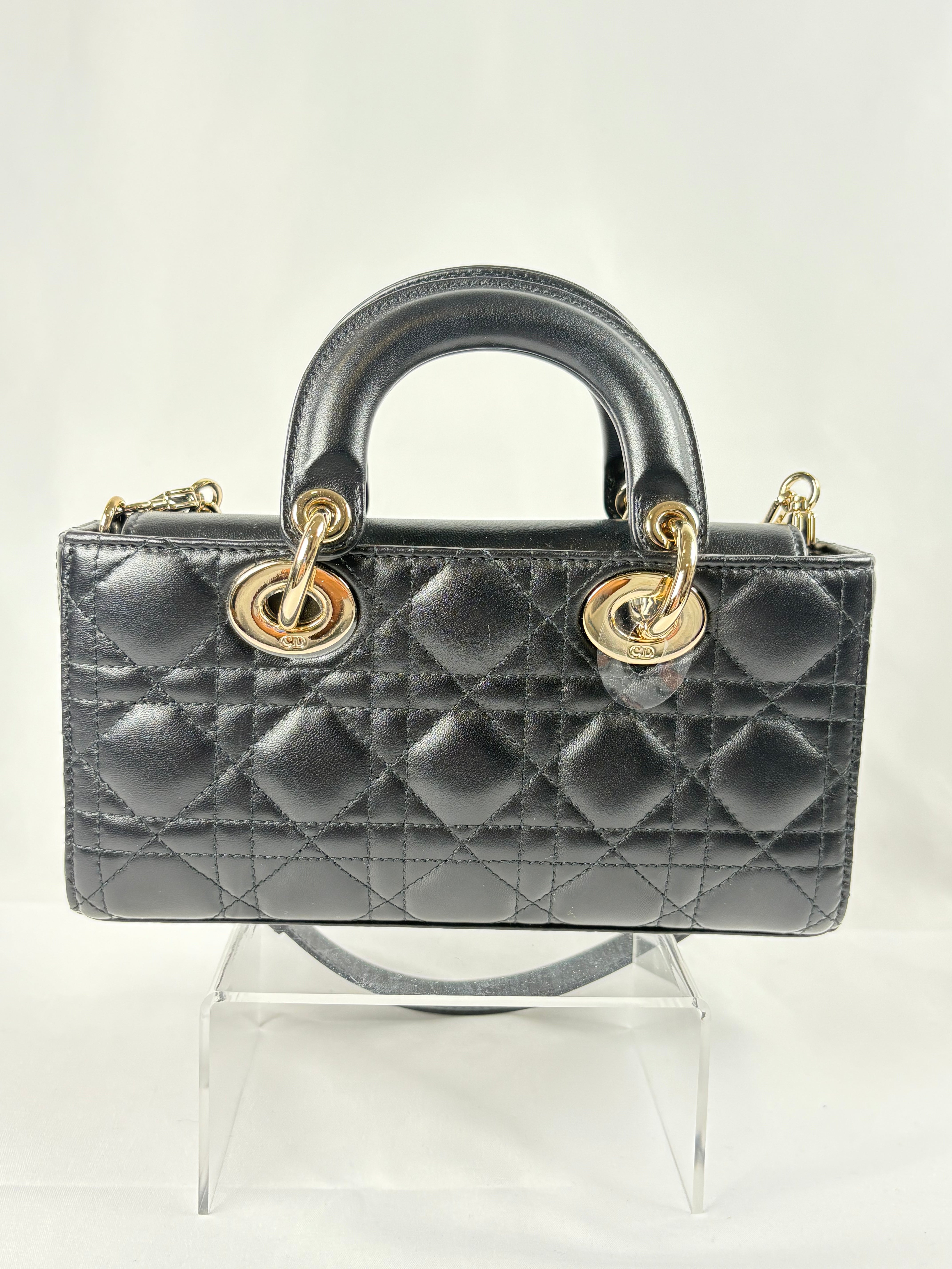 Pre-Owned CHRISTIAN DIOR Lady D-Joy Black Handbag, Small