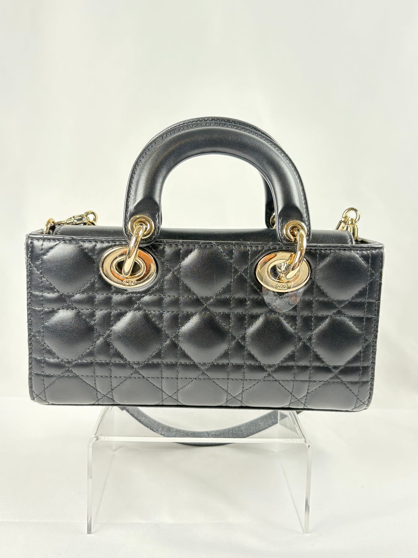 Pre-Owned CHRISTIAN DIOR Lady D-Joy Black Handbag, Small