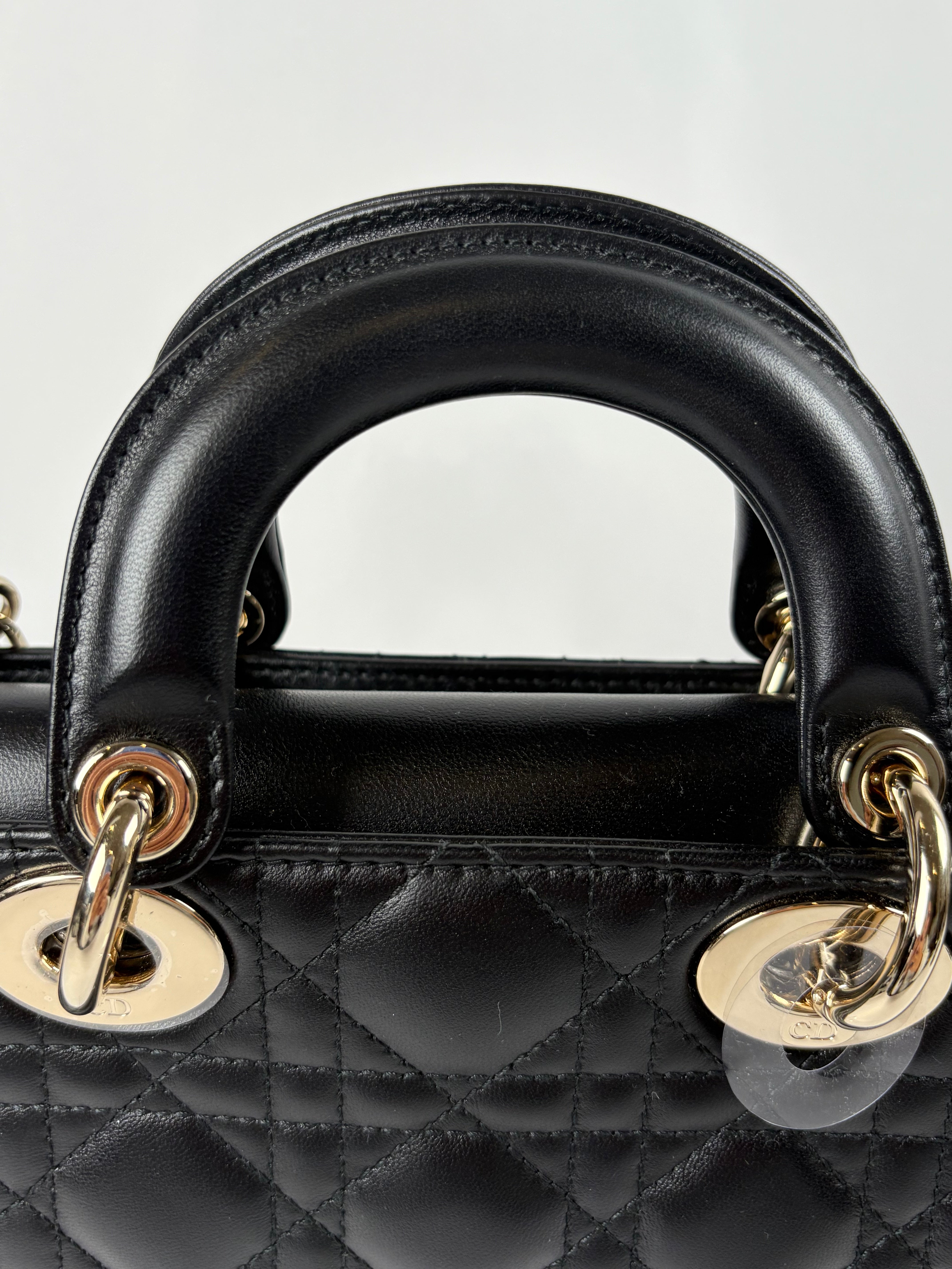 Pre-Owned CHRISTIAN DIOR Lady D-Joy Black Handbag, Small