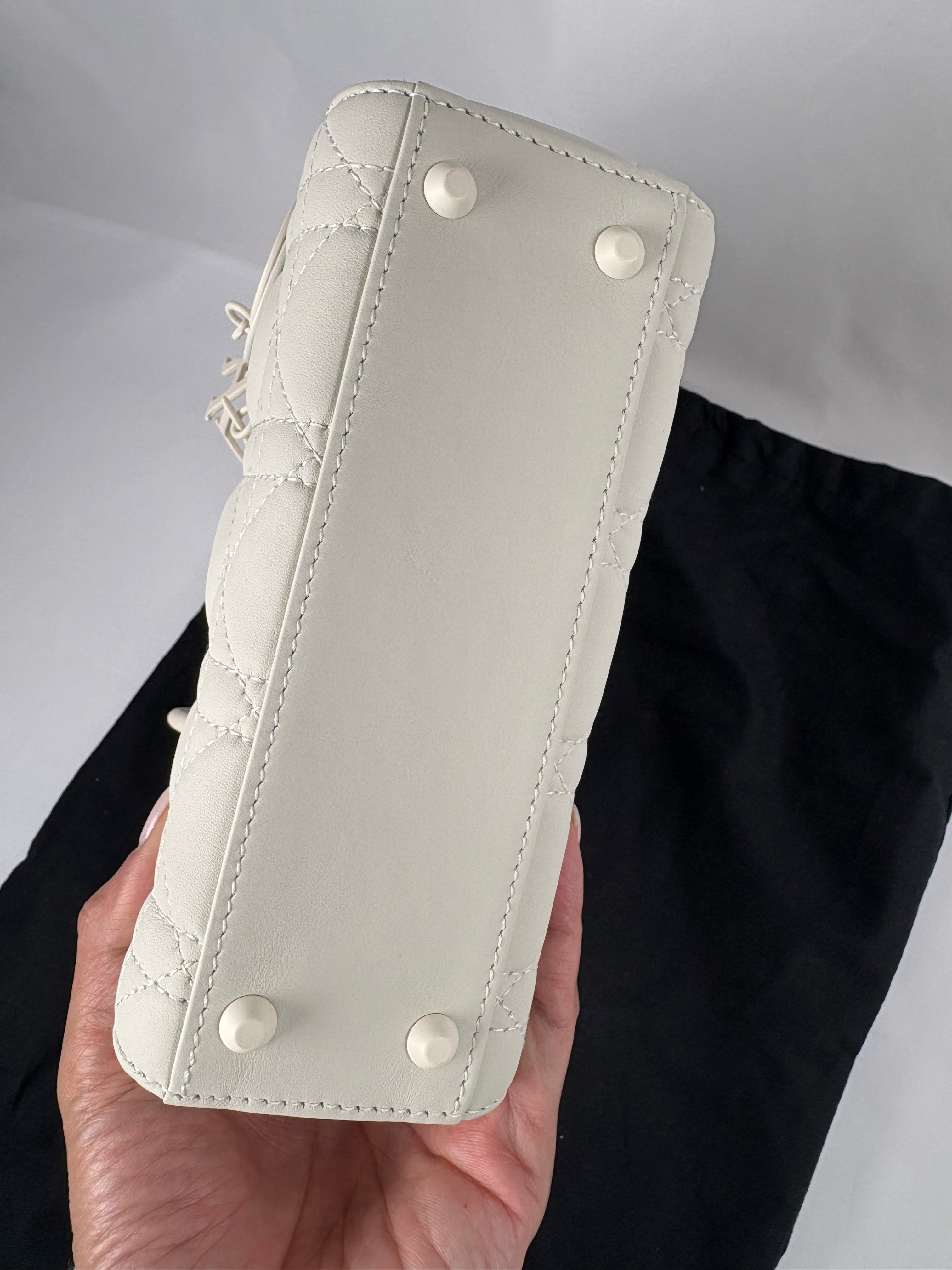 Pre-Owned CHRISTIAN DIOR Lady Dior Ultra Matte White Handbag, Mini