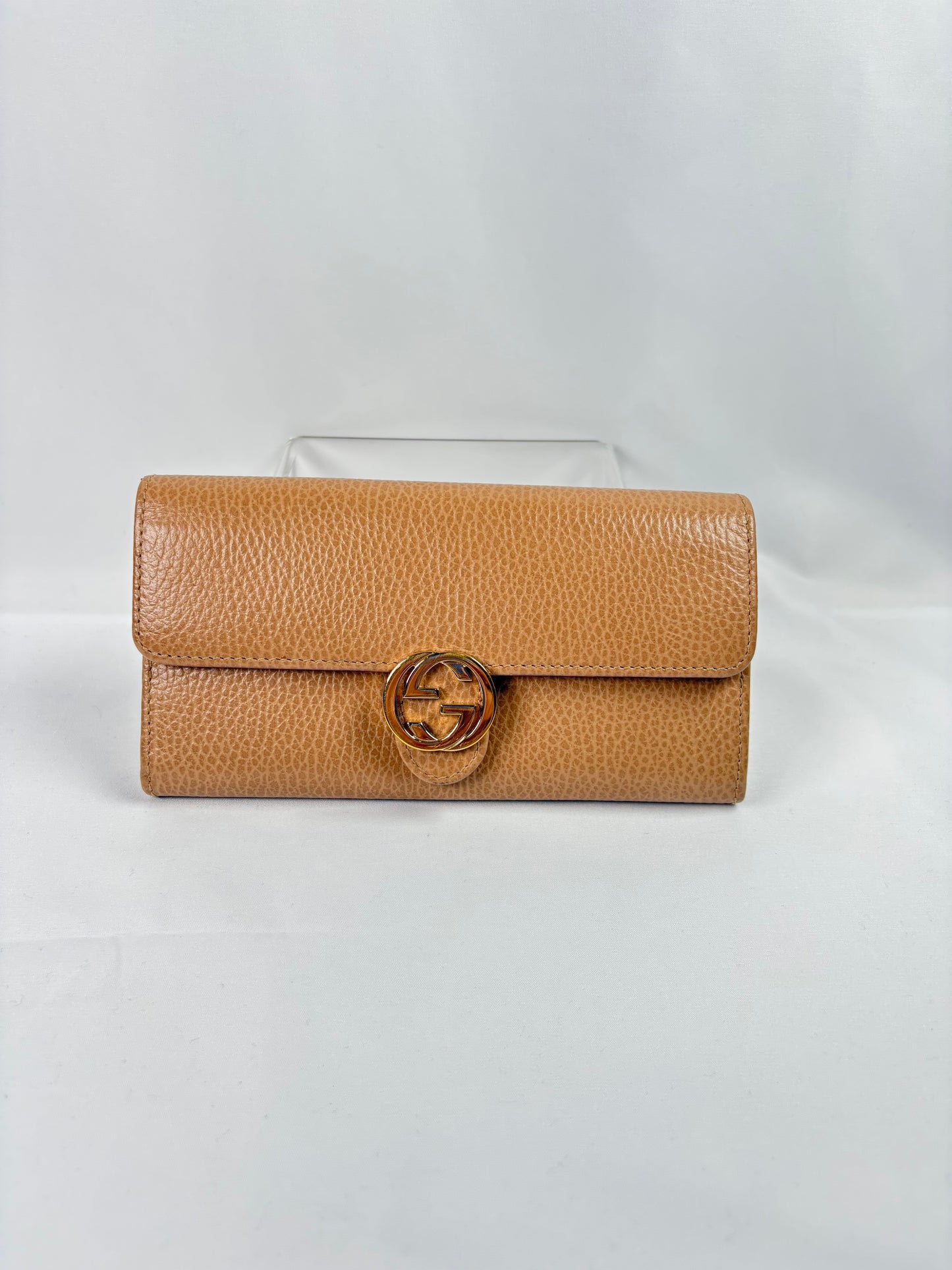 Pre-Owned GUCCI Interlocking GG Camel Brown Wallet