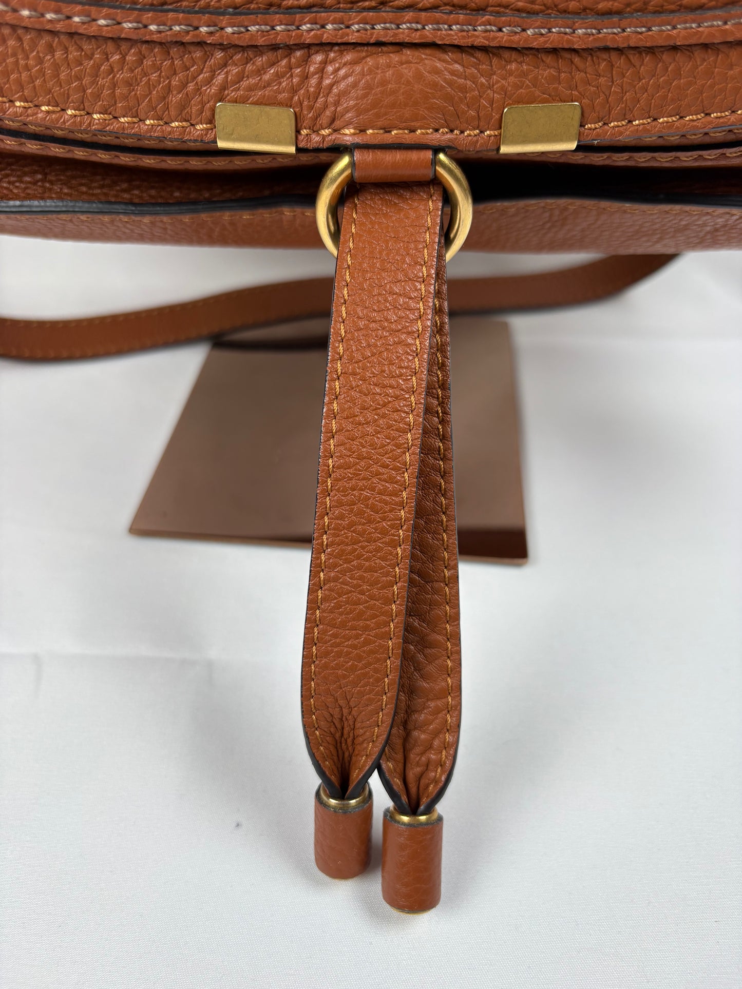 Pre-Owned CHLOE Marcie Double Carry Tan Handbag, Medium