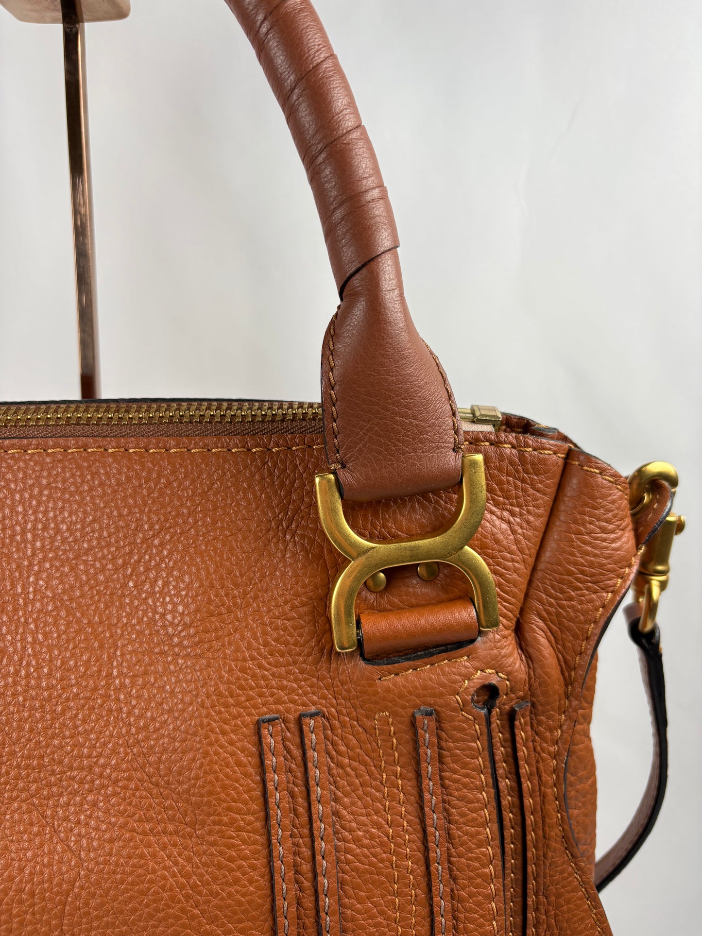 Pre-Owned CHLOE Marcie Double Carry Tan Handbag, Medium
