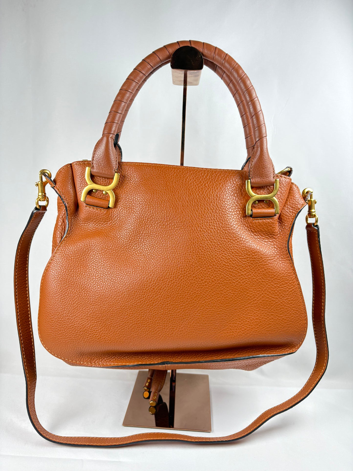 Pre-Owned CHLOE Marcie Double Carry Tan Handbag, Medium