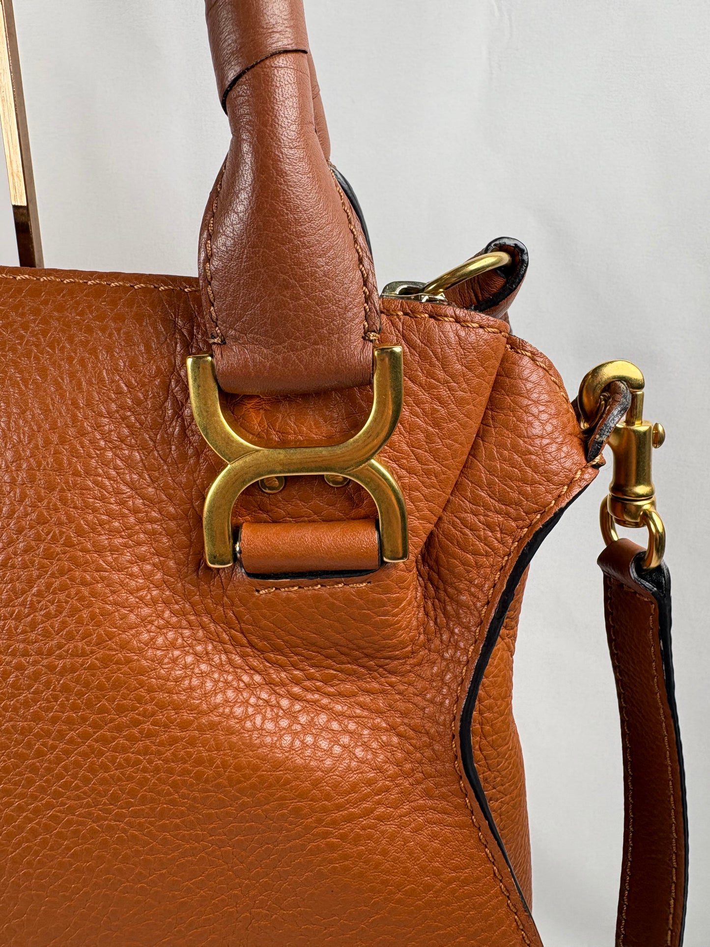 Pre-Owned CHLOE Marcie Double Carry Tan Handbag, Medium