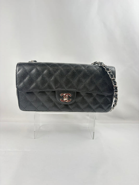 Pre-Owned CHANEL™ Caviar East West Flap Black Handbag