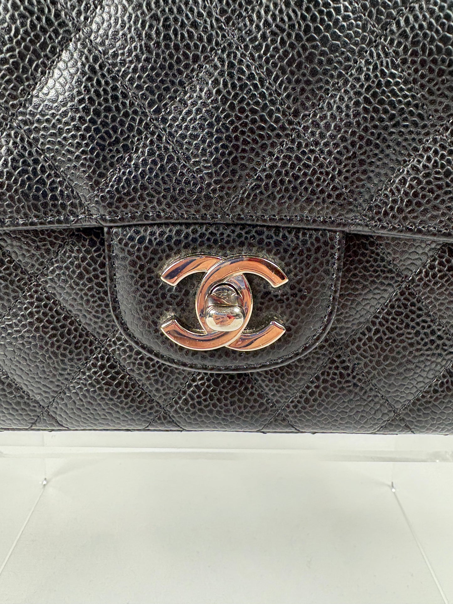 Pre-Owned CHANEL™ Caviar East West Flap Black Handbag