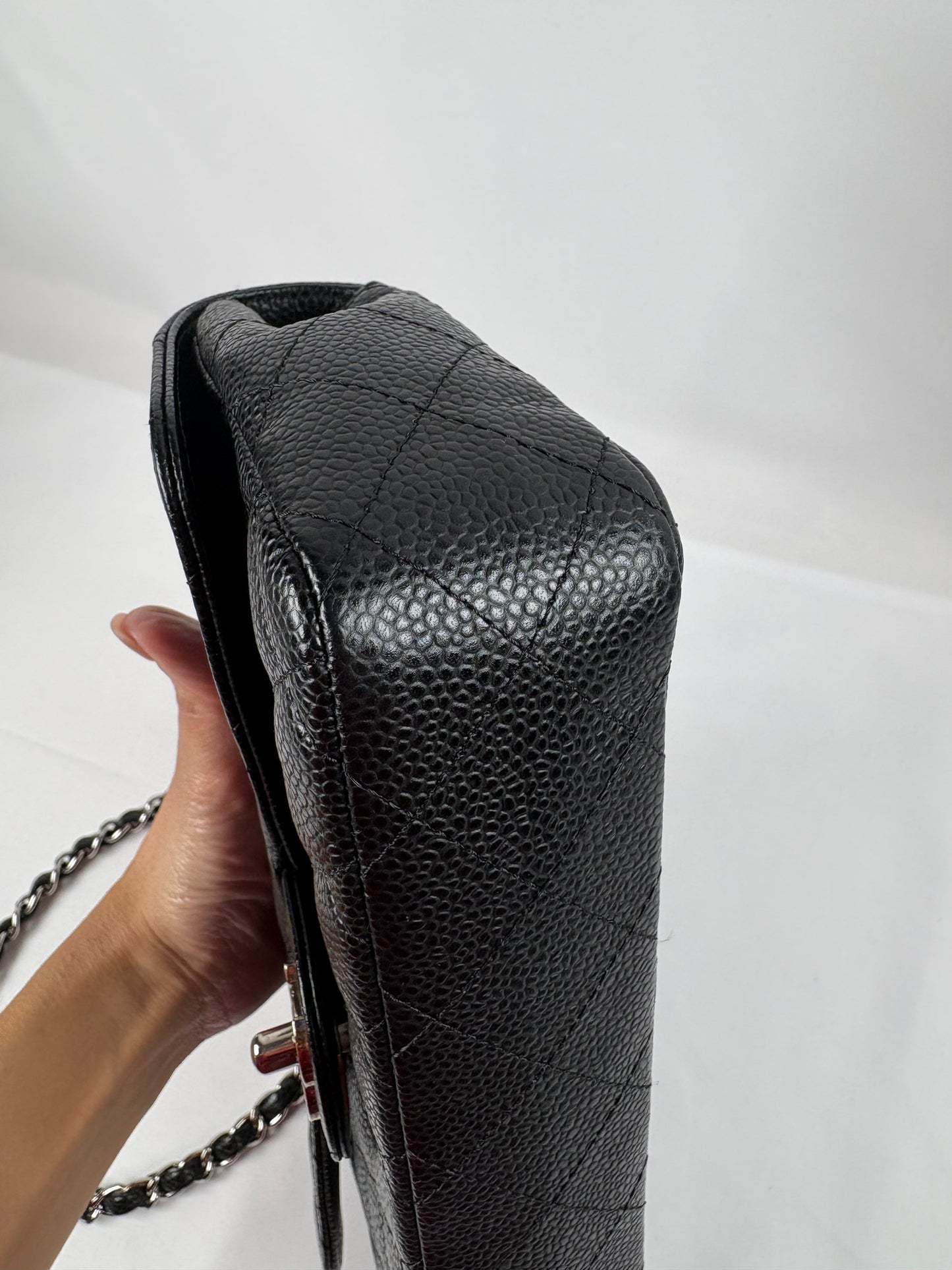 Pre-Owned CHANEL™ Caviar East West Flap Black Handbag