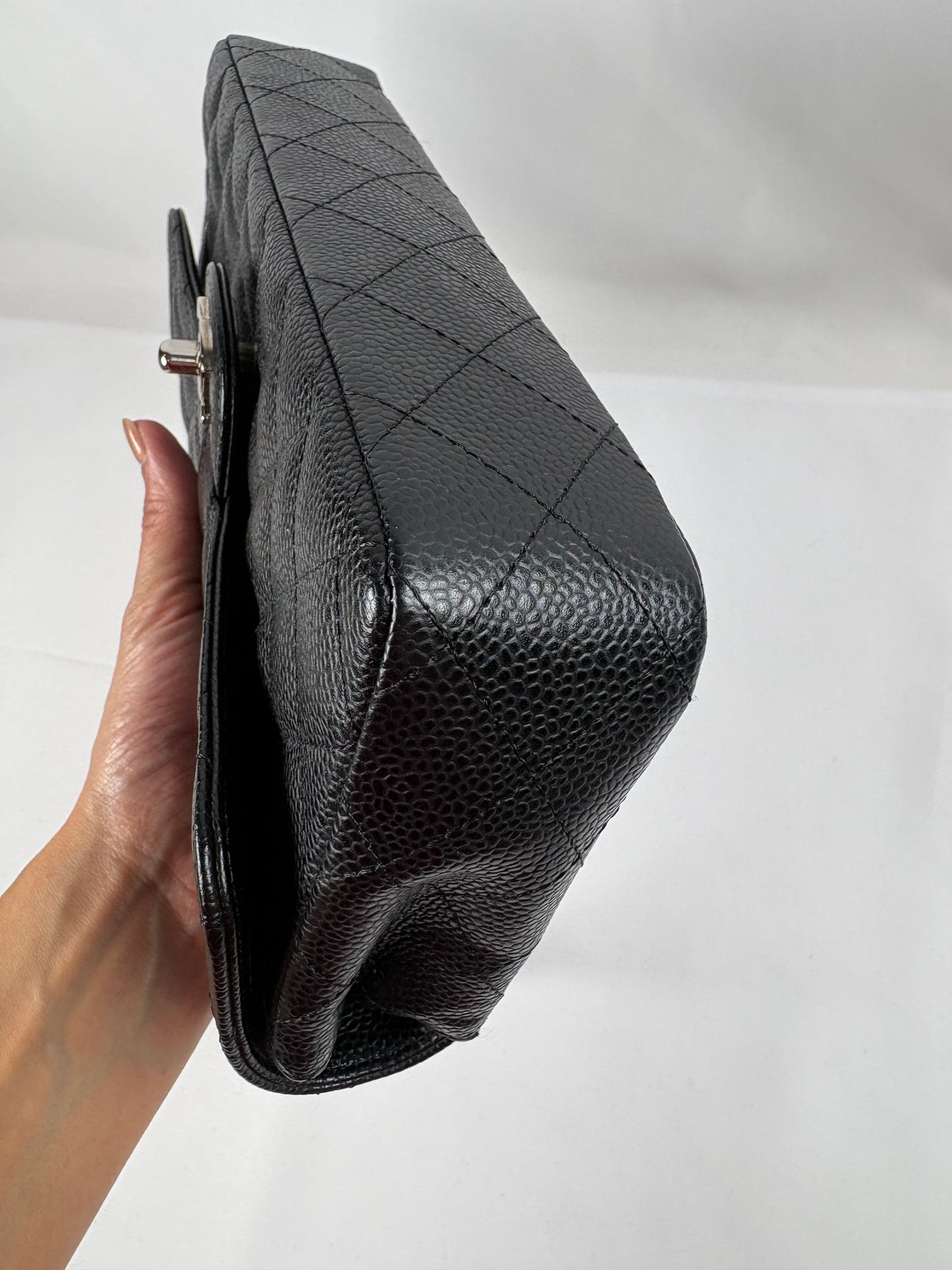 Pre-Owned CHANEL™ Caviar East West Flap Black Handbag