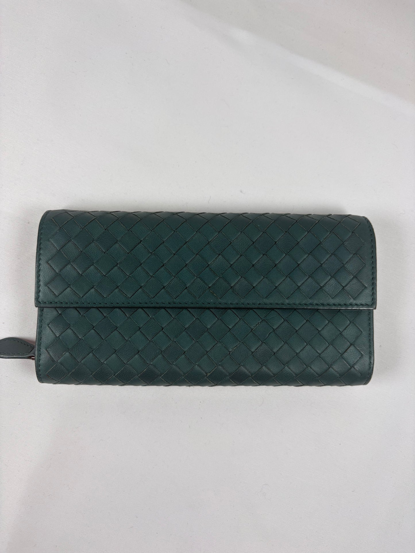 Pre-Owned BOTTEGA VENETA Nappa Long Green Wallet