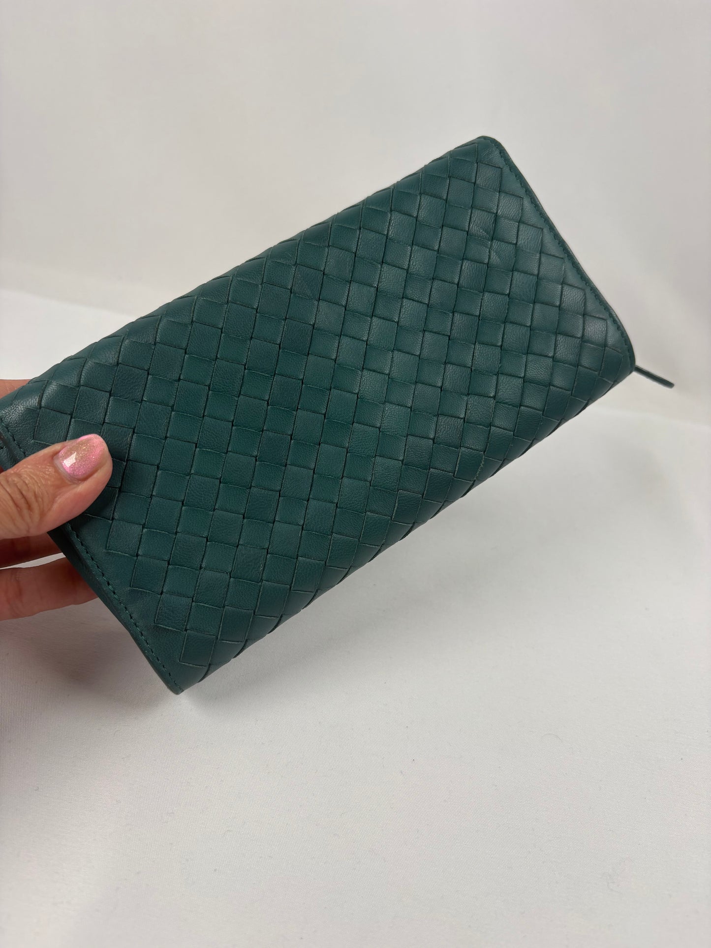 Pre-Owned BOTTEGA VENETA Nappa Long Green Wallet