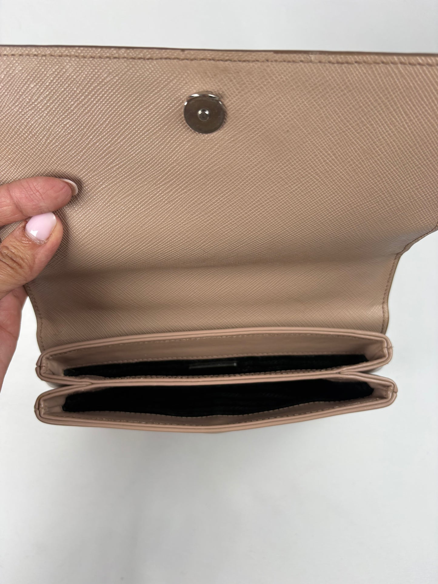 Pre-Owned PRADA Soft Calf & Saffiano Crossbody Nude Handbag