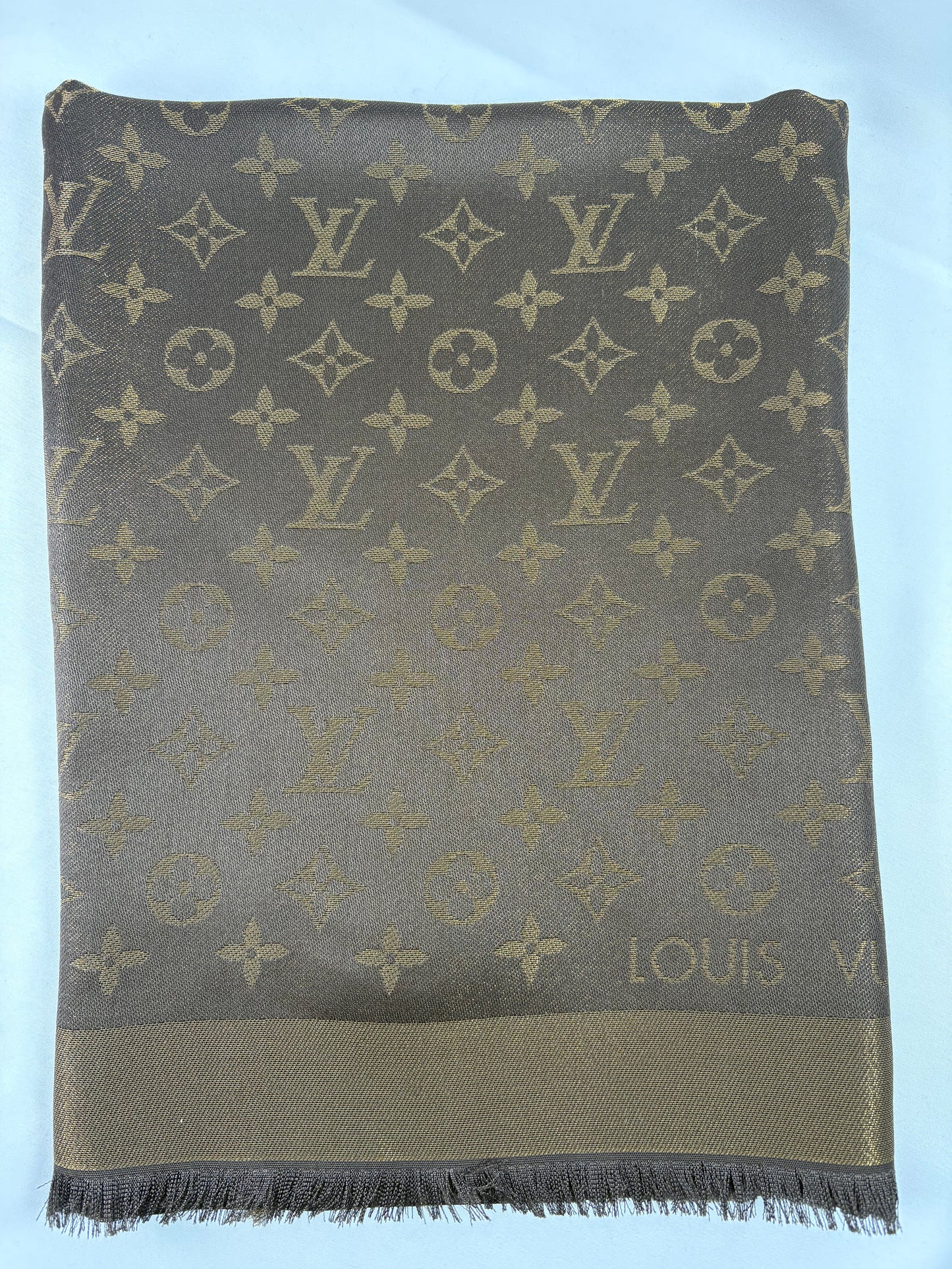 Pre-Owned LOUIS VUITTON Monogram Shine Brown Shawl