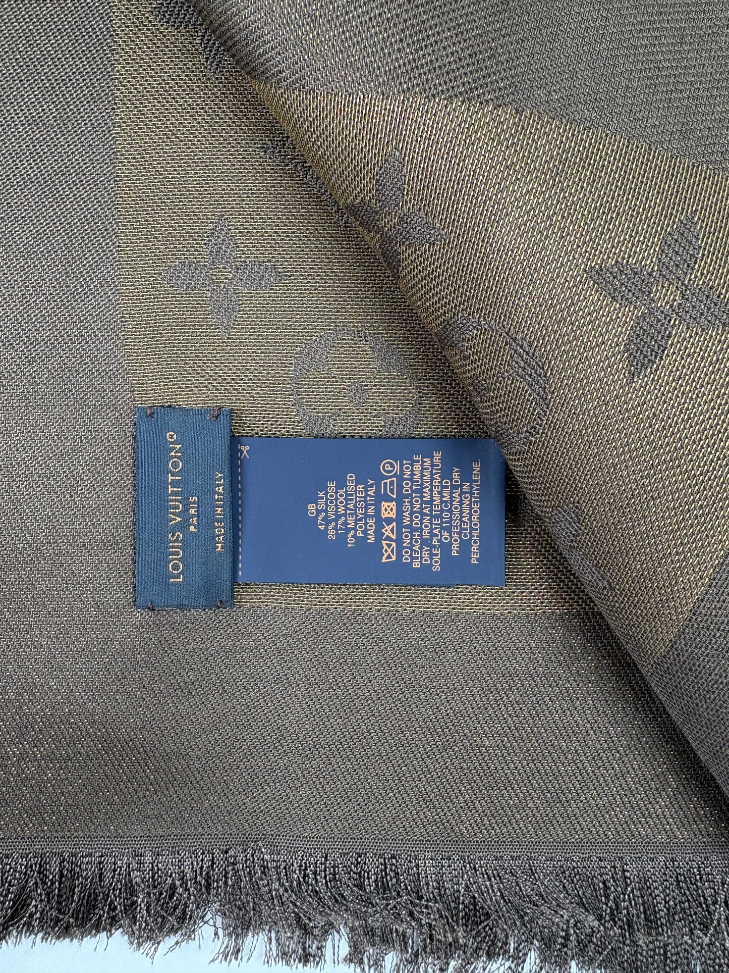 Pre-Owned LOUIS VUITTON Monogram Shine Brown Shawl