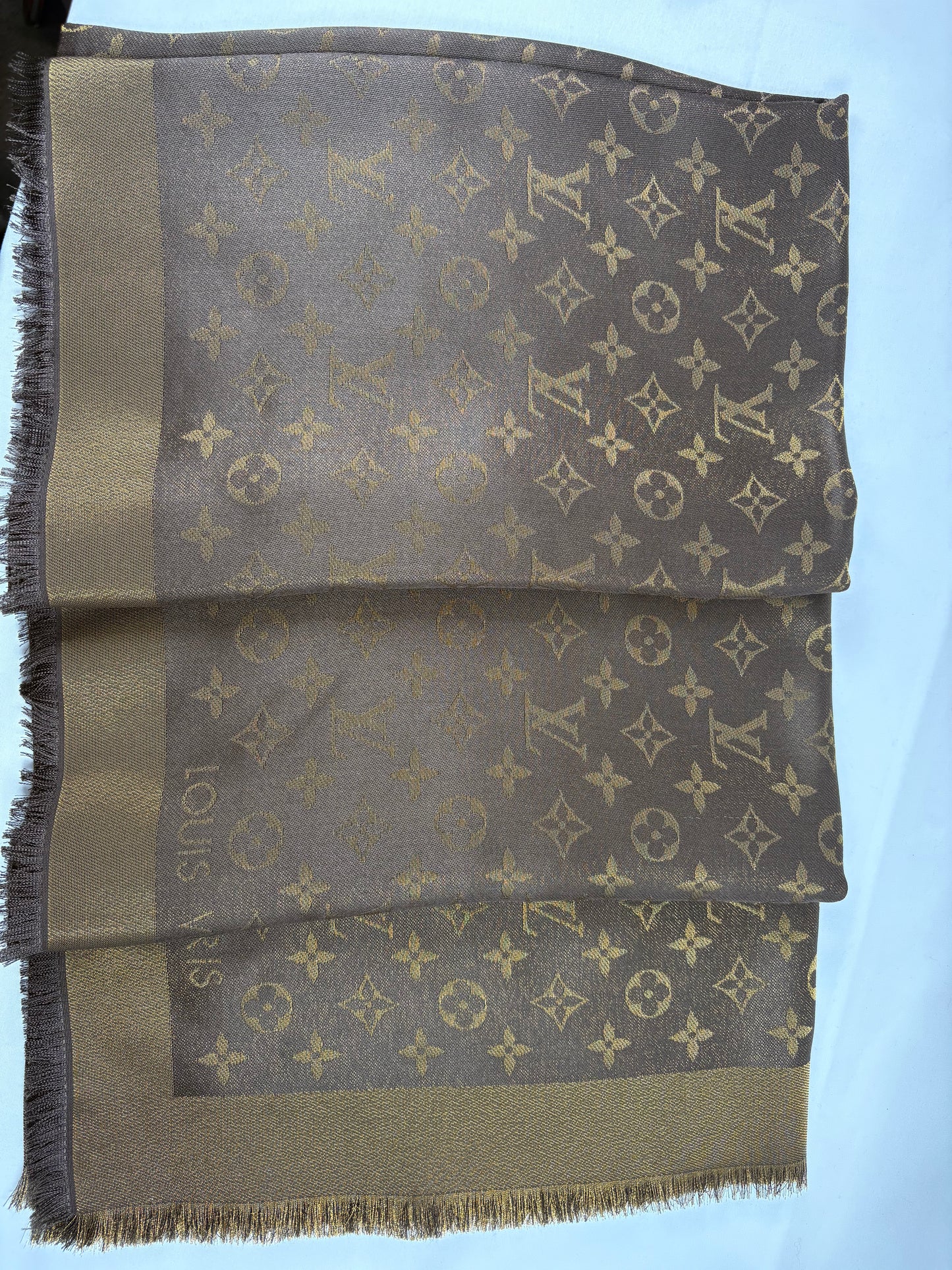 Pre-Owned LOUIS VUITTON Monogram Shine Brown Shawl
