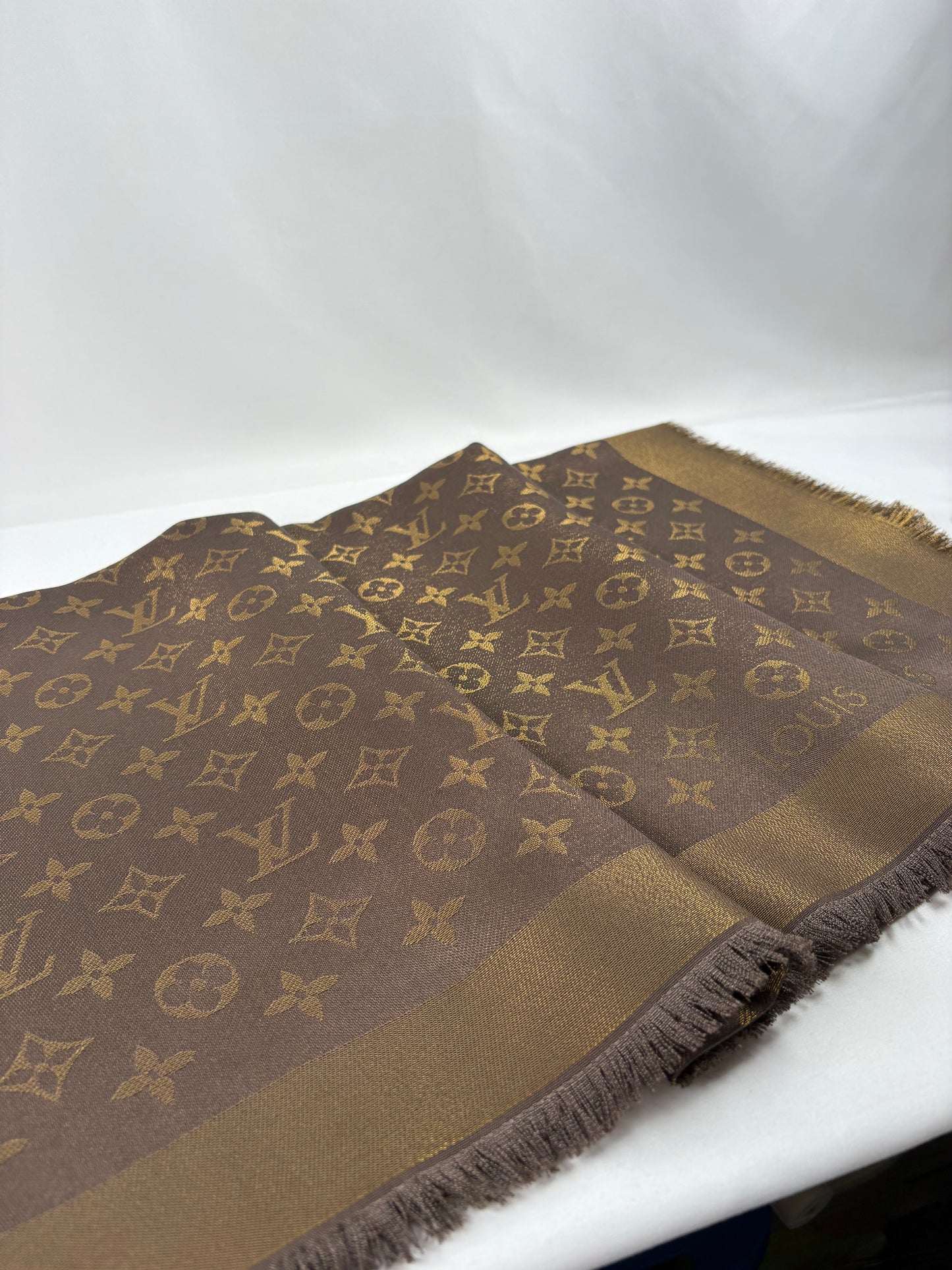 Pre-Owned LOUIS VUITTON Monogram Shine Brown Shawl