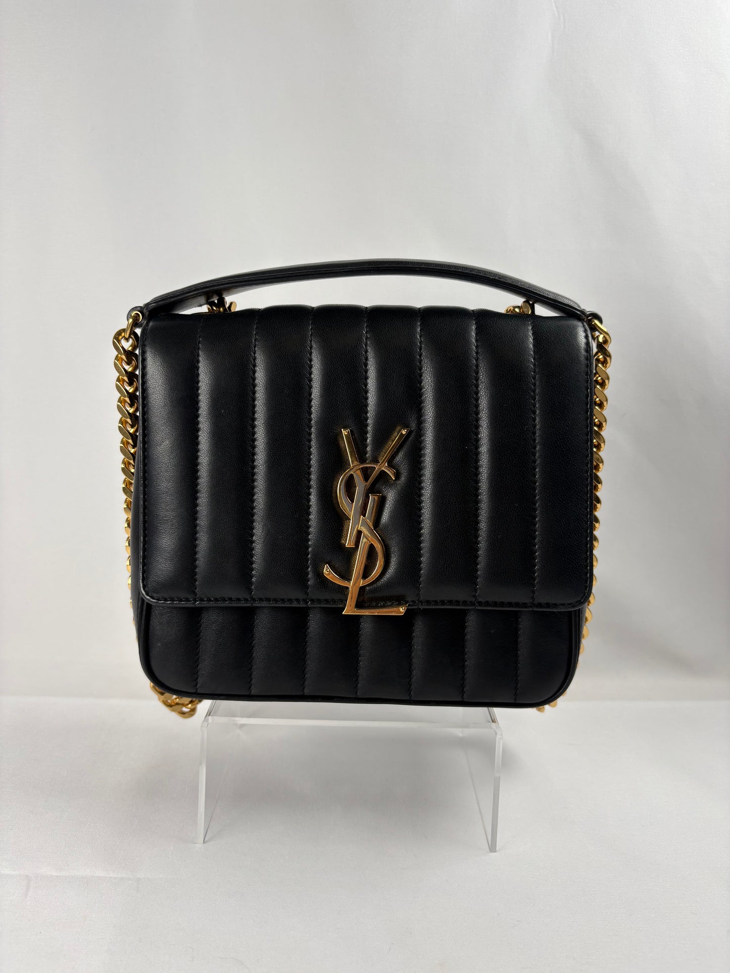 Pre-Owned SAINT LAURENT Vicky Chain Black, Small Handbag