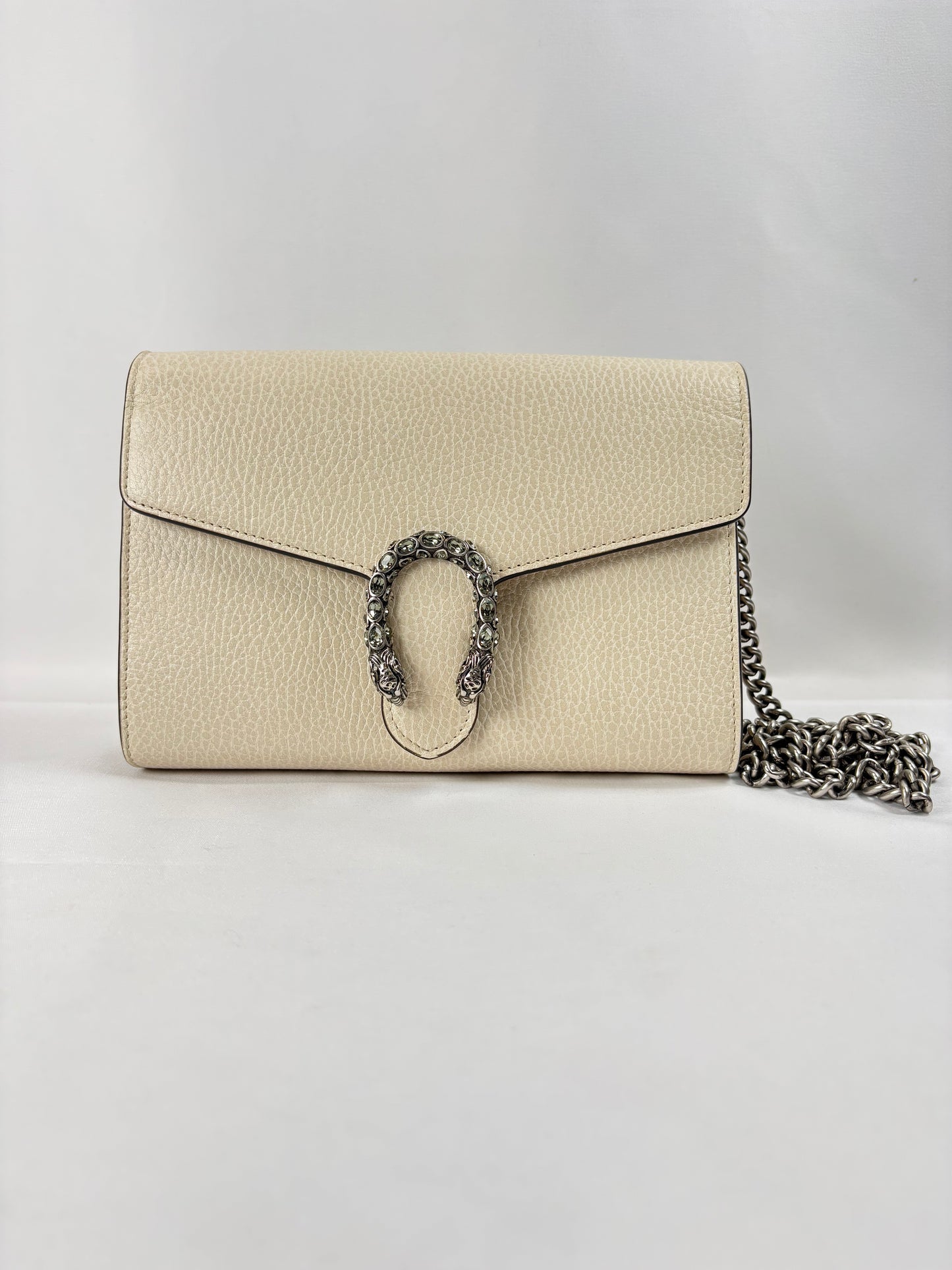 Pre-Owned GUCCI Dionysus Wallet on Chain Cream Handbag