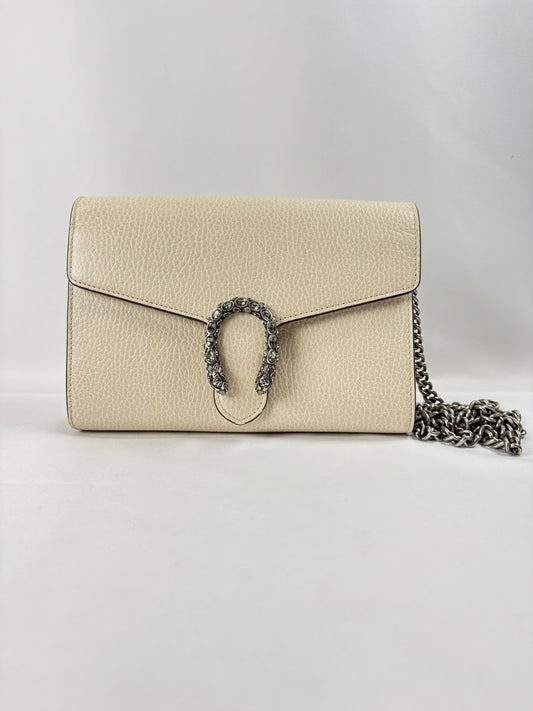 Pre-Owned GUCCI Dionysus Wallet on Chain Cream Handbag