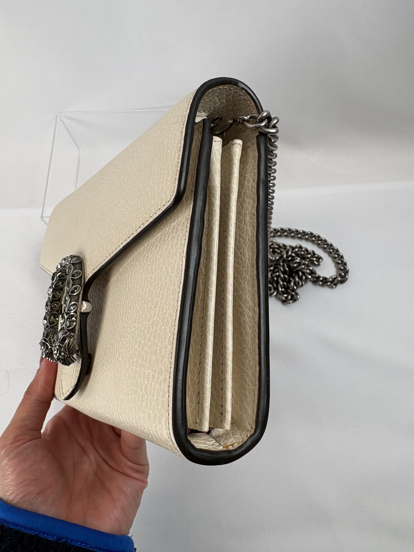 Pre-Owned GUCCI Dionysus Wallet on Chain Cream Handbag