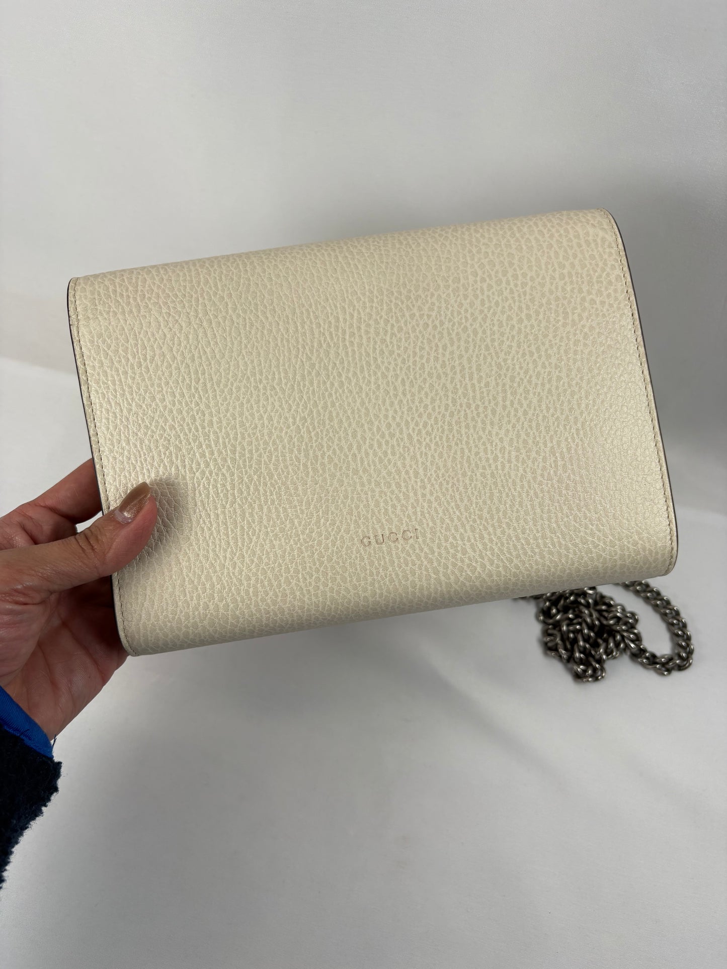 Pre-Owned GUCCI Dionysus Wallet on Chain Cream Handbag