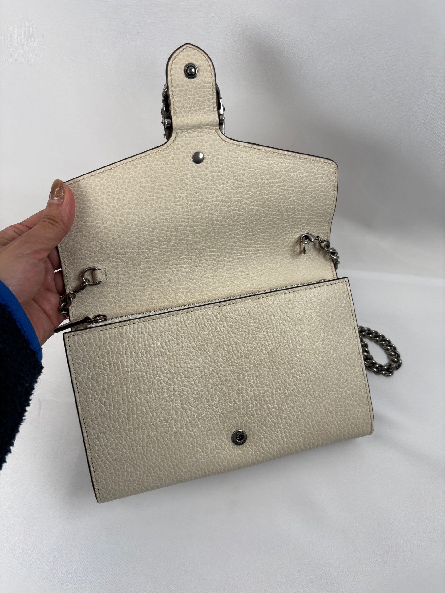 Pre-Owned GUCCI Dionysus Wallet on Chain Cream Handbag