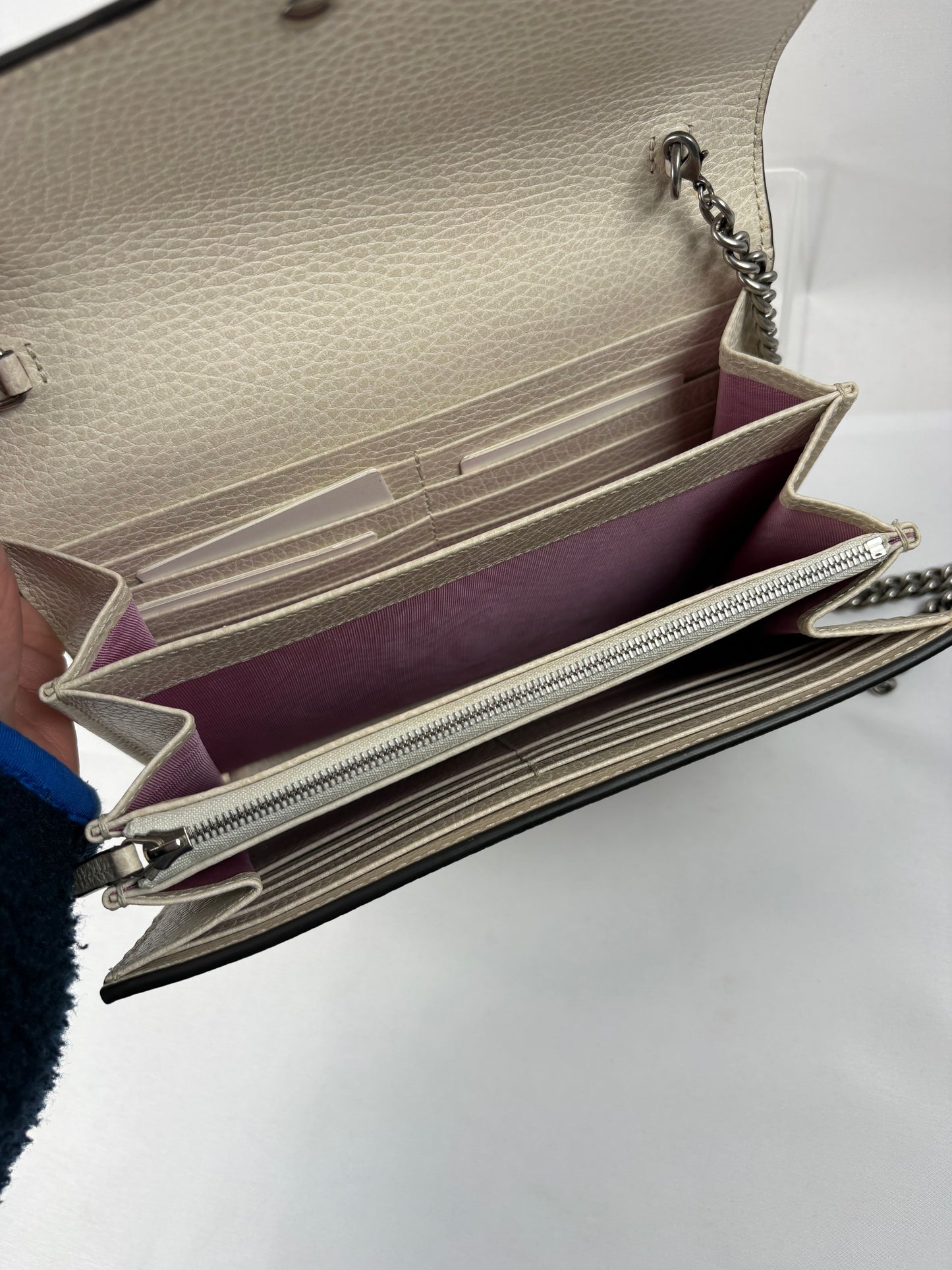 Pre-Owned GUCCI Dionysus Wallet on Chain Cream Handbag