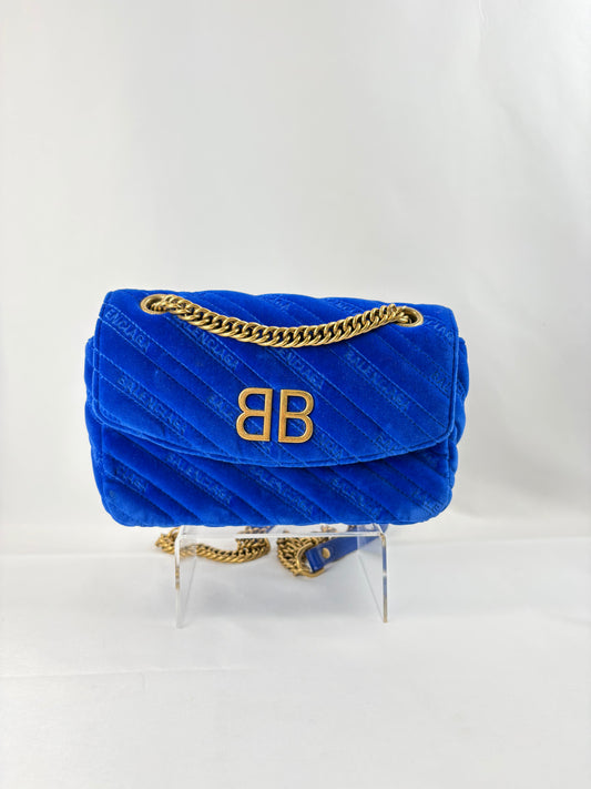 Pre-Owned BALENCIAGA BB Round Royal Blue Handbag