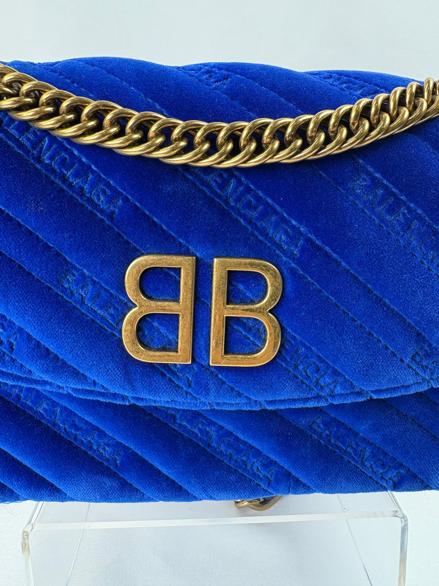 Pre-Owned BALENCIAGA BB Round Royal Blue Handbag