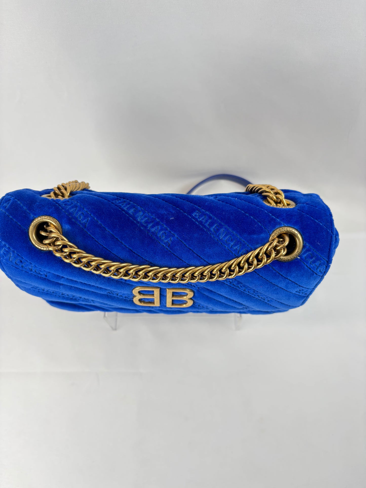 Pre-Owned BALENCIAGA BB Round Royal Blue Handbag