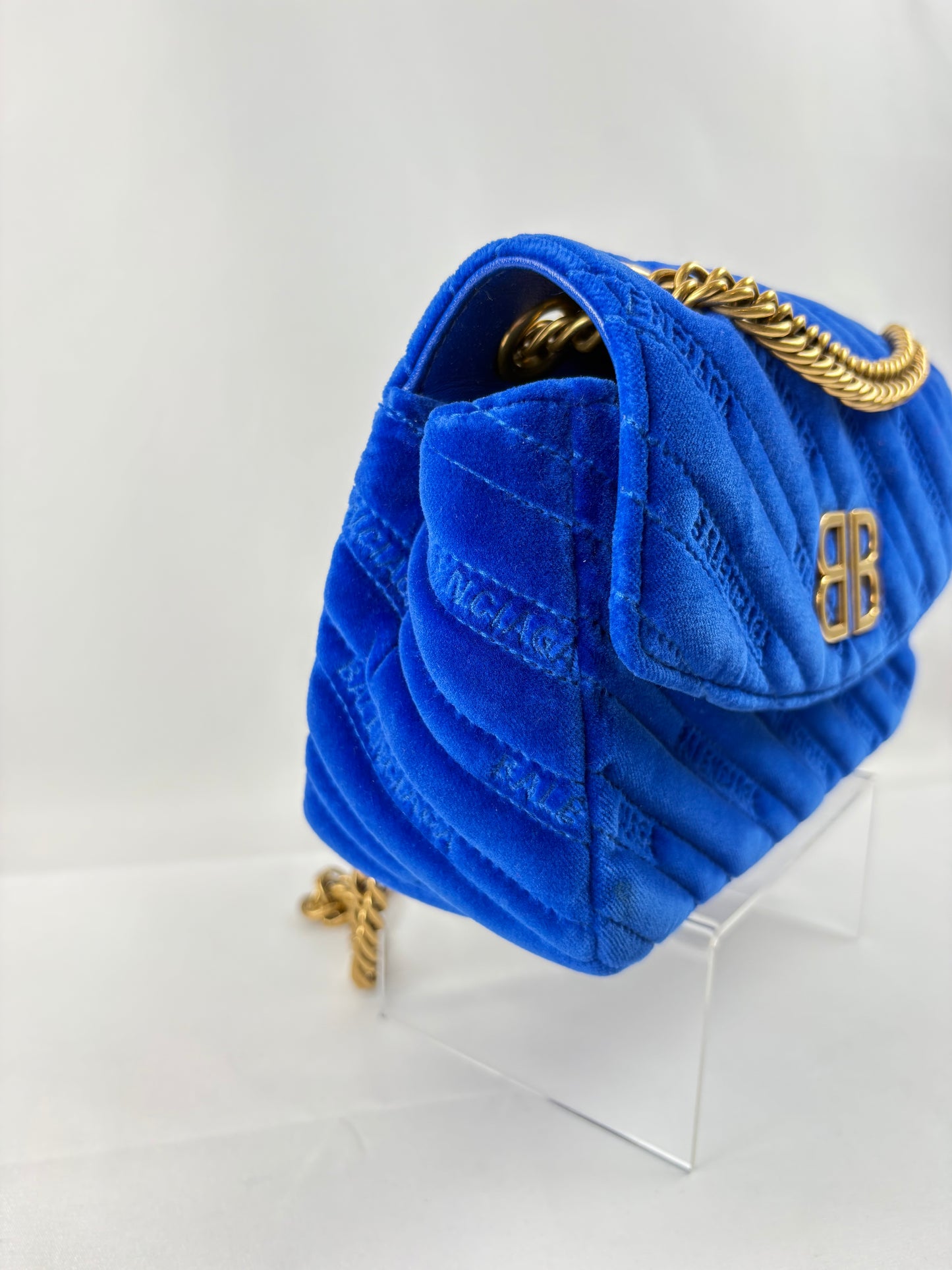 Pre-Owned BALENCIAGA BB Round Royal Blue Handbag