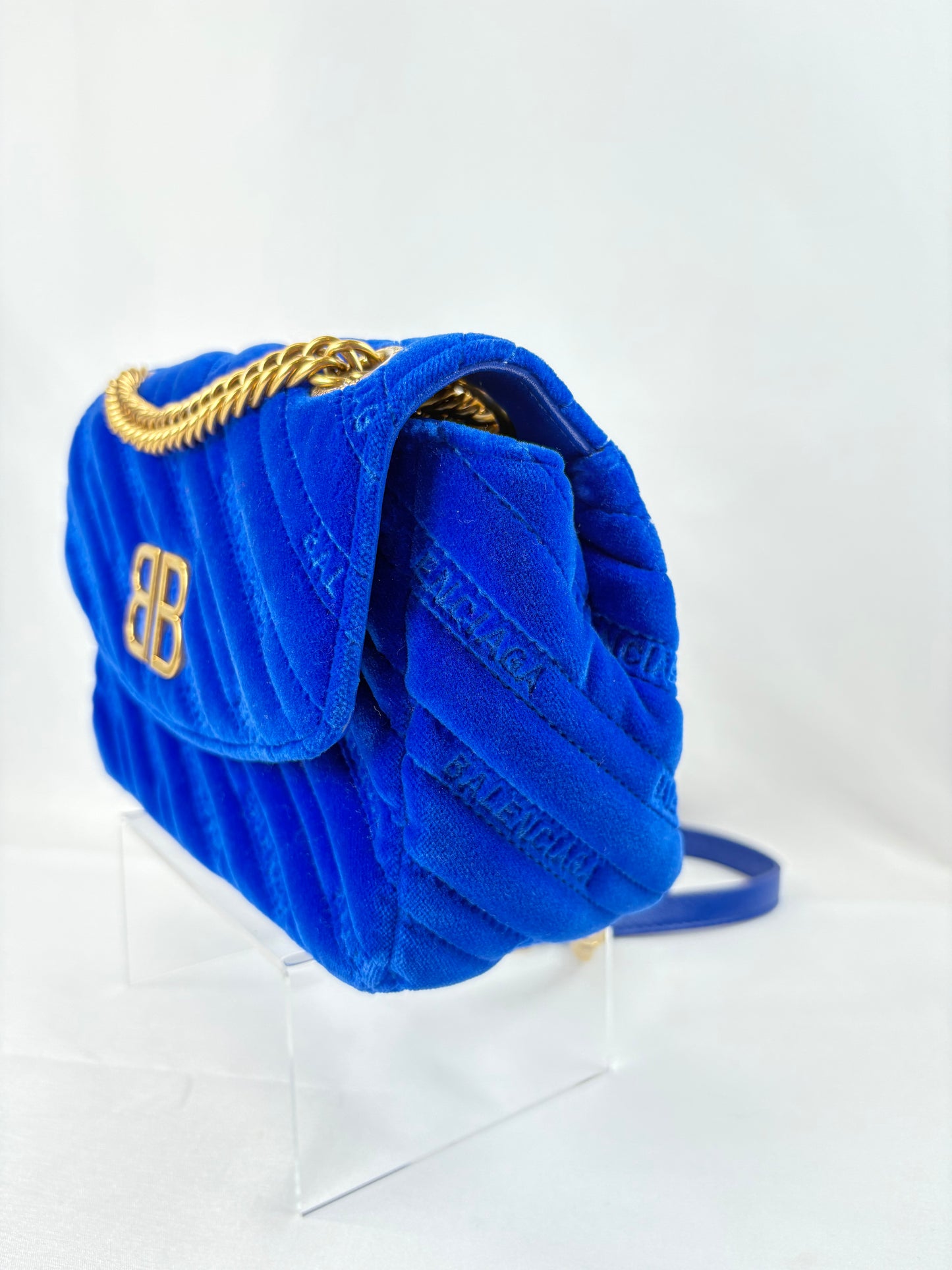 Pre-Owned BALENCIAGA BB Round Royal Blue Handbag