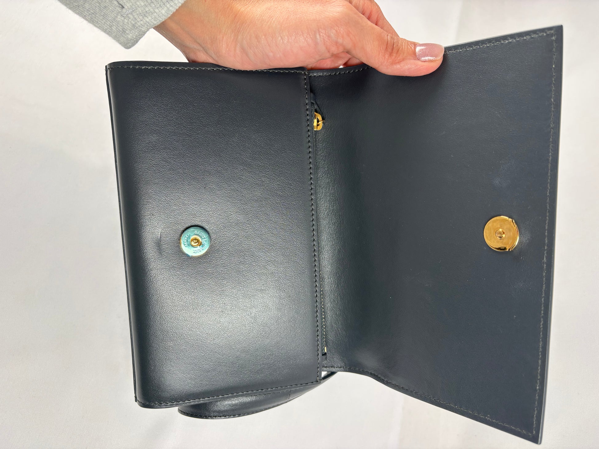 Grey belt bag with gold hardware 