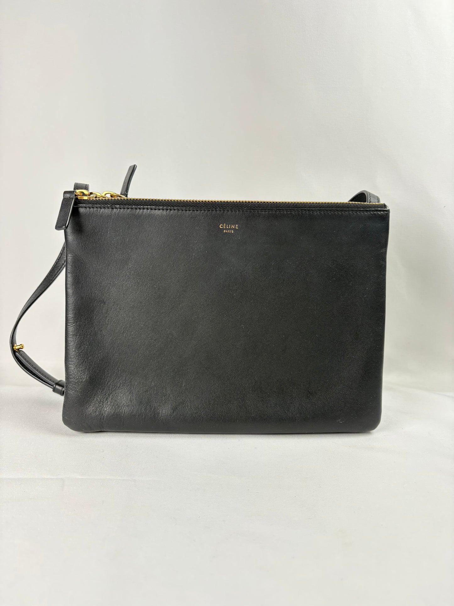 Pre-Owned CELINE Trio Black Handbag, Large