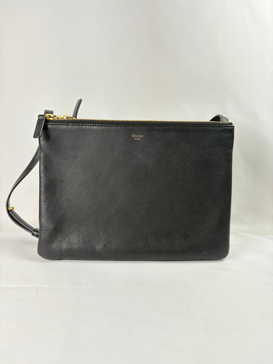 Pre-Owned CELINE Trio Black Handbag, Large
