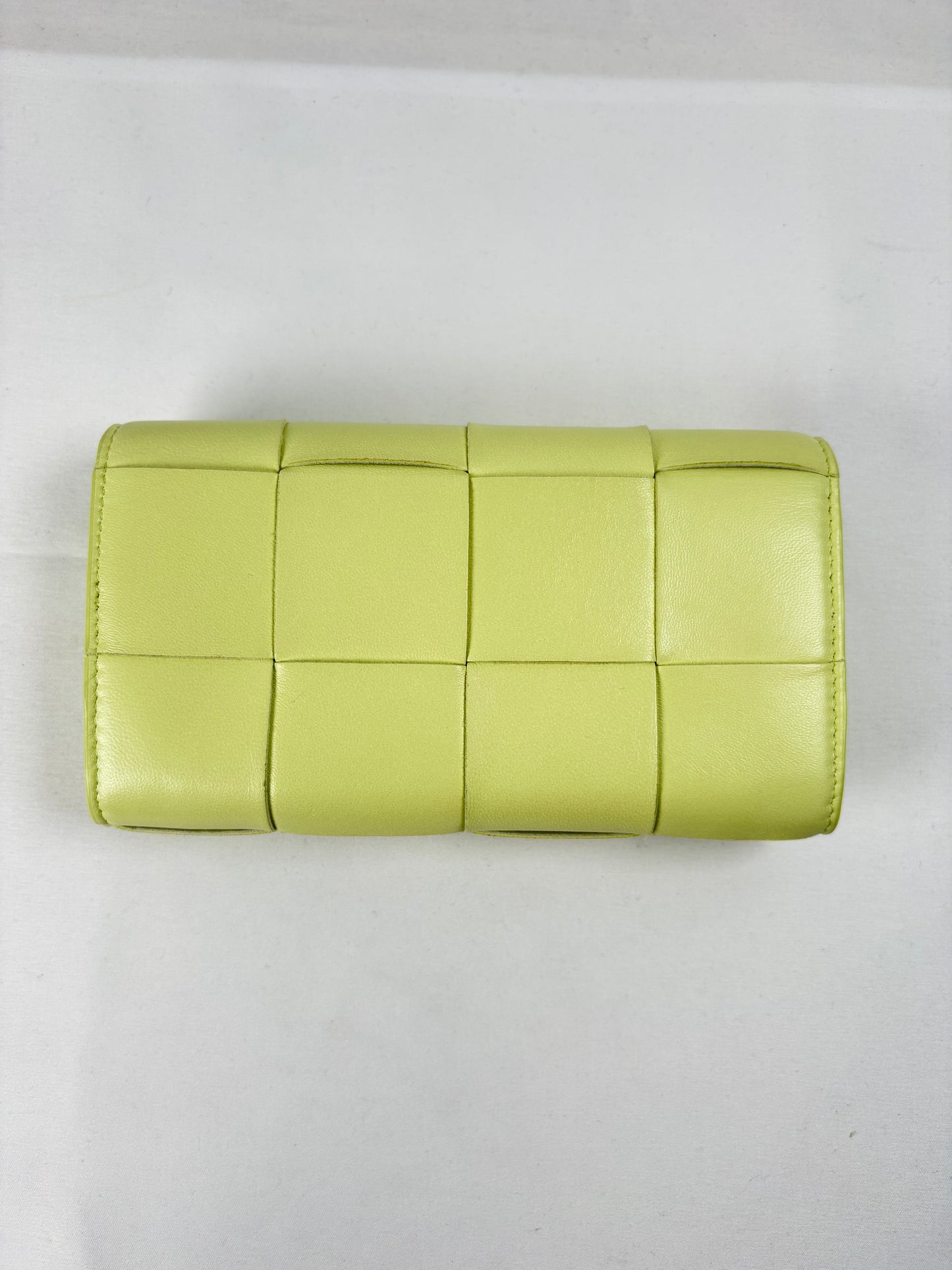 Pre-Owned BOTTEGA VENETA Maxi Intrecciato Leather Yellow Wallet