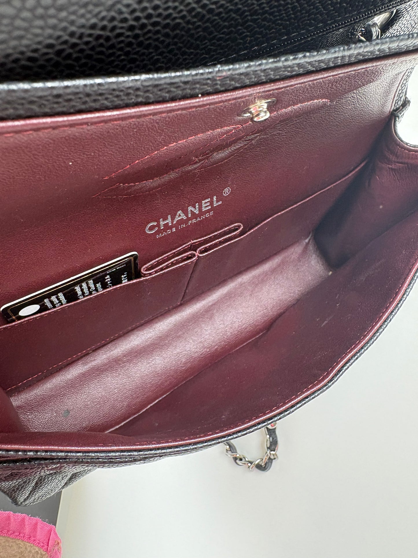 Pre-Owned CHANEL™ Double Flap Handbag, Black/SHW, Medium