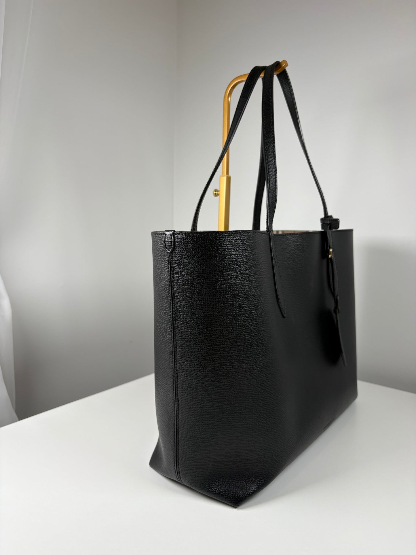 Pre-Owned BURBERRY Haymarket Check Reversible Tote Handbag, Black/Nova Check