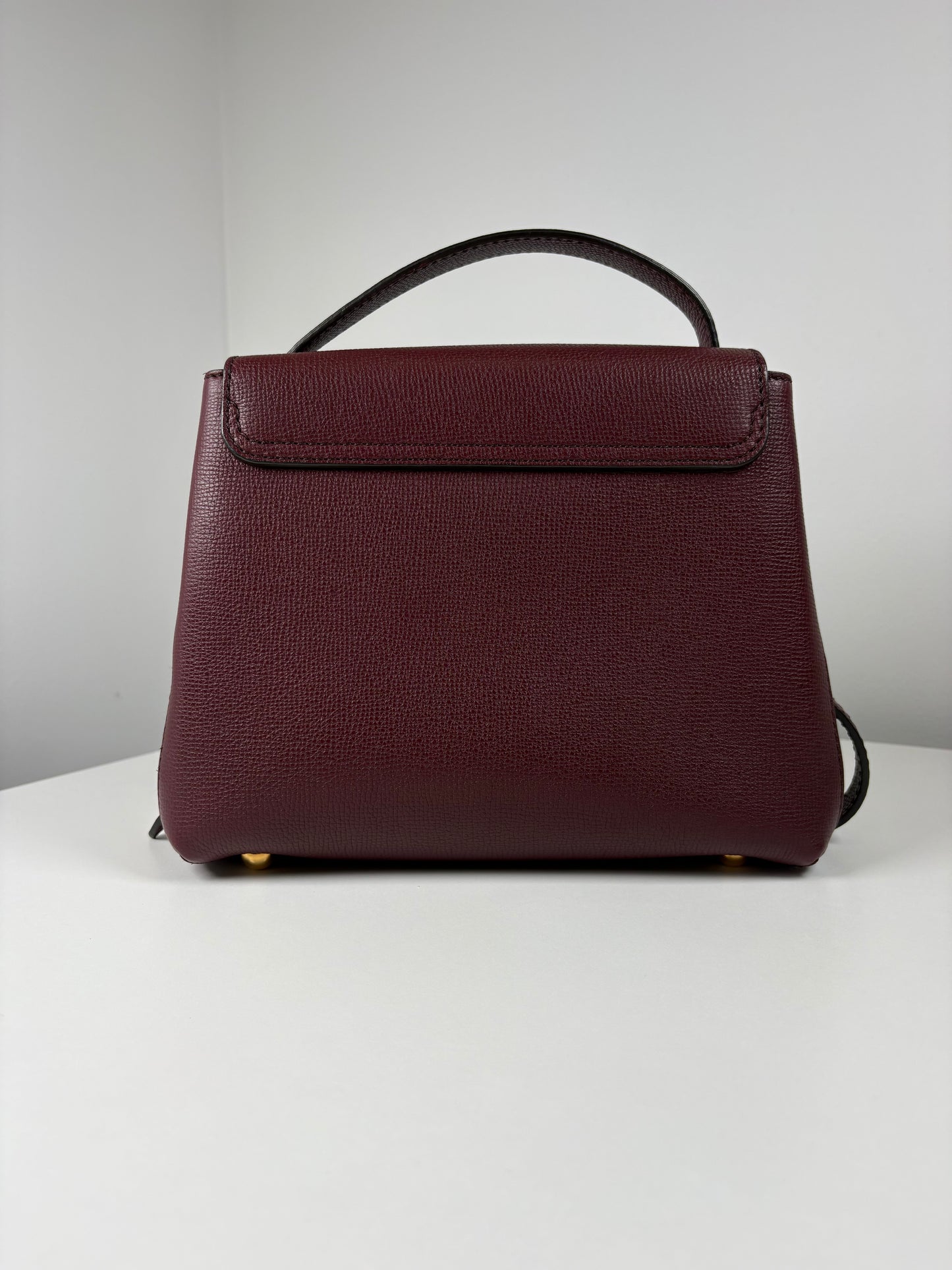 Pre-Owned BURBERRY Camberley Top Handle Handbag, Burgundy, Small