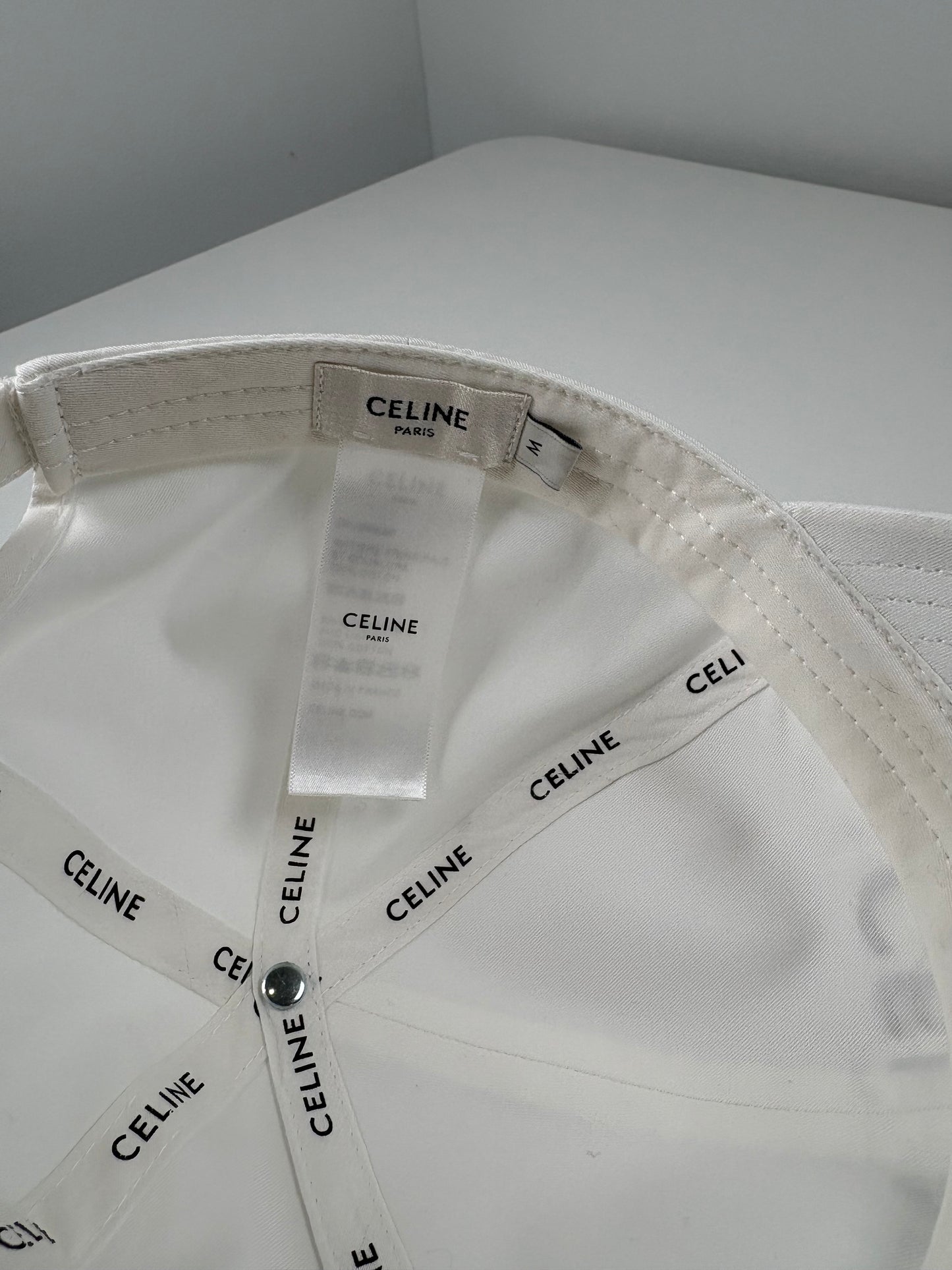 Pre-Owned CELINE Baseball Hat, White, M
