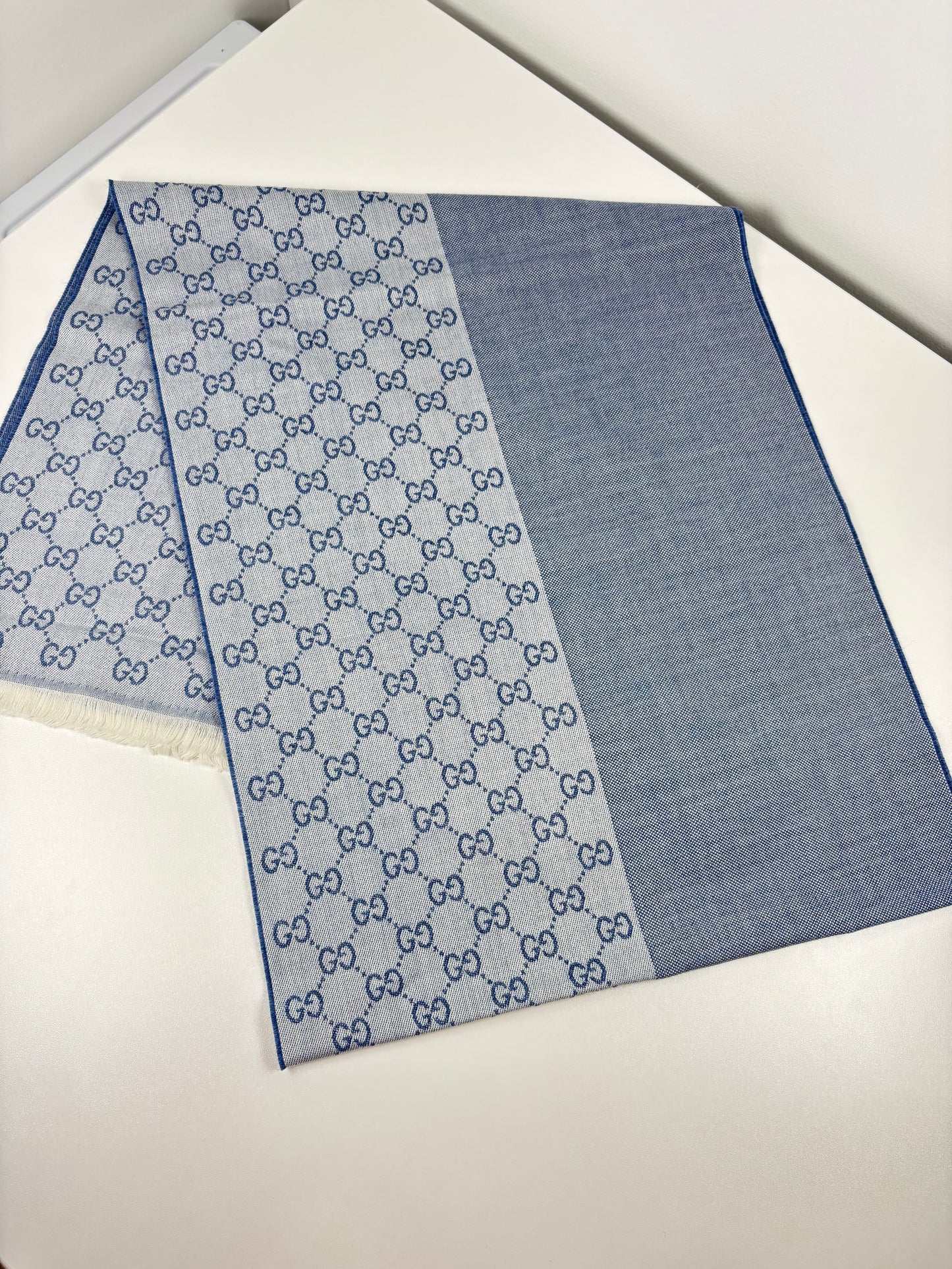 Pre-Owned GUCCI Scarf, Denim Blue