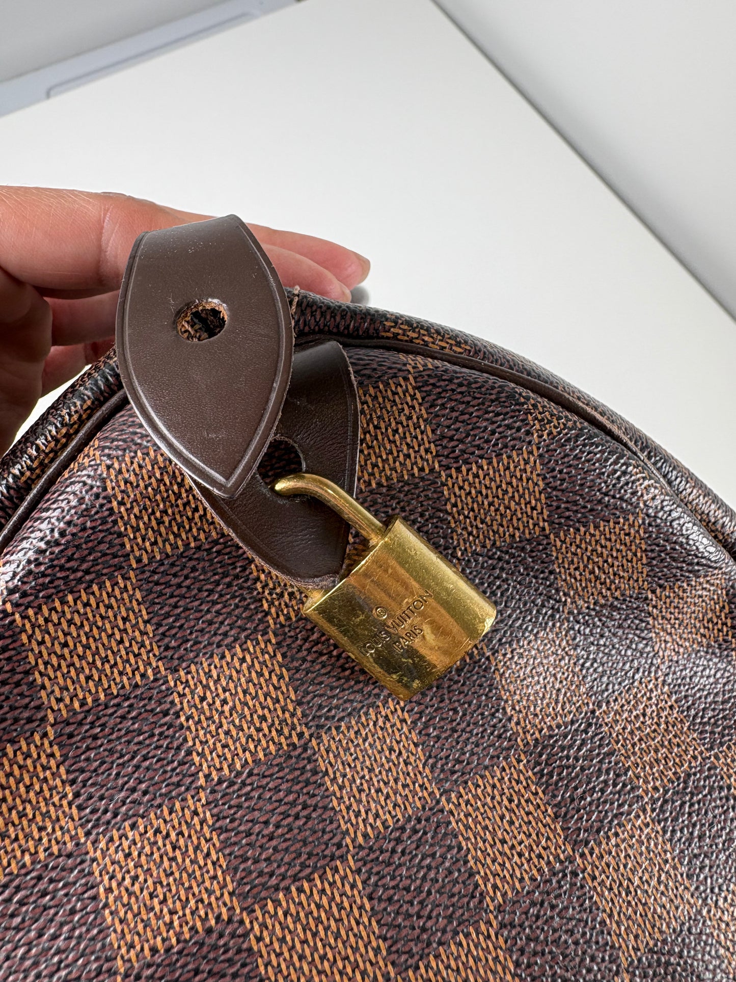 Pre-Owned LOUIS VUITTON Speedy Handbag, Damier Ebene, 30