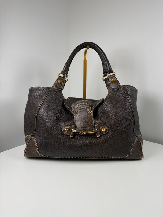 Pre-Owned GUCCI Horsebit Pelham Hobo Handbag, Brown