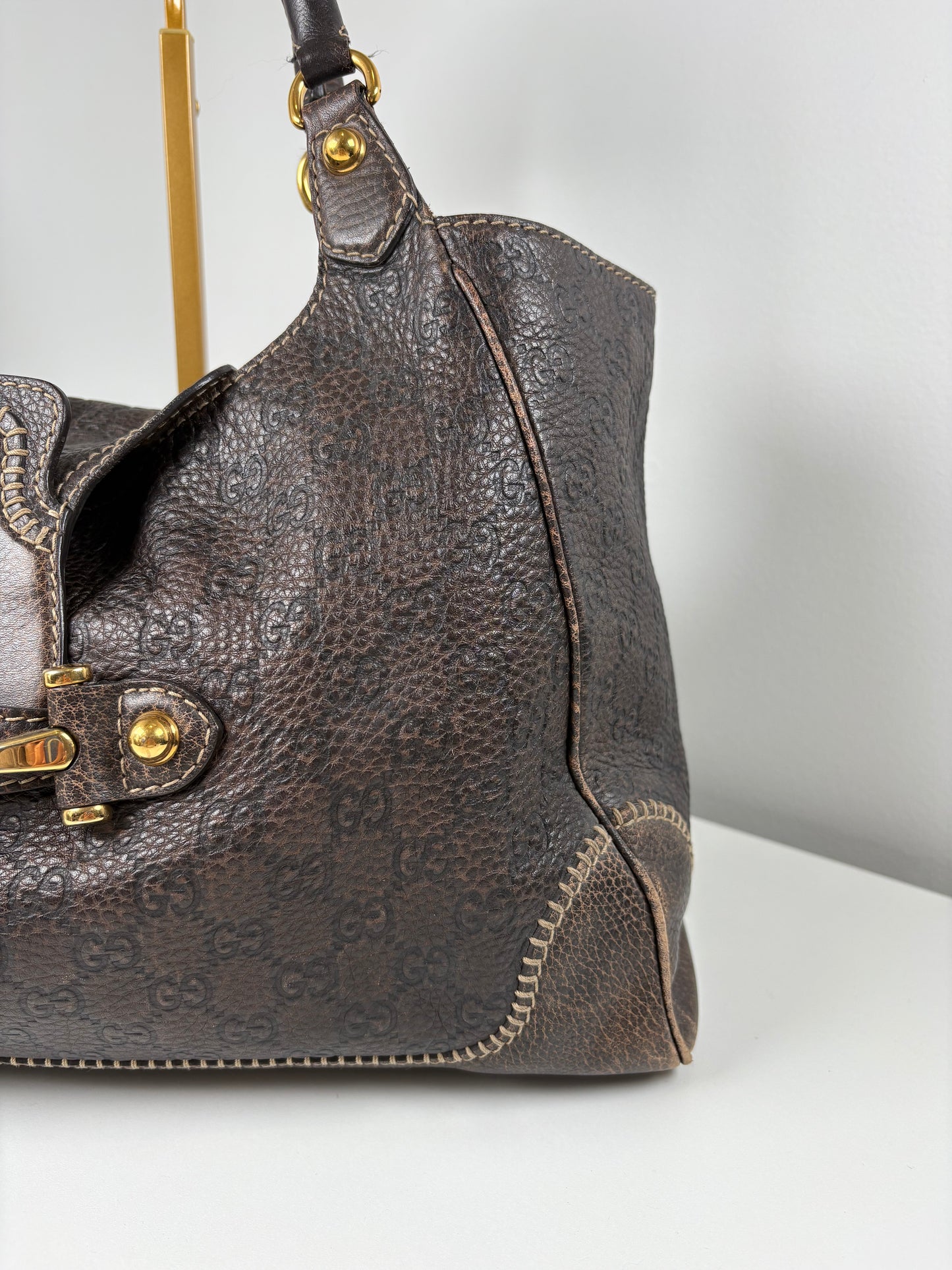 Pre-Owned GUCCI Horsebit Pelham Hobo Handbag, Brown