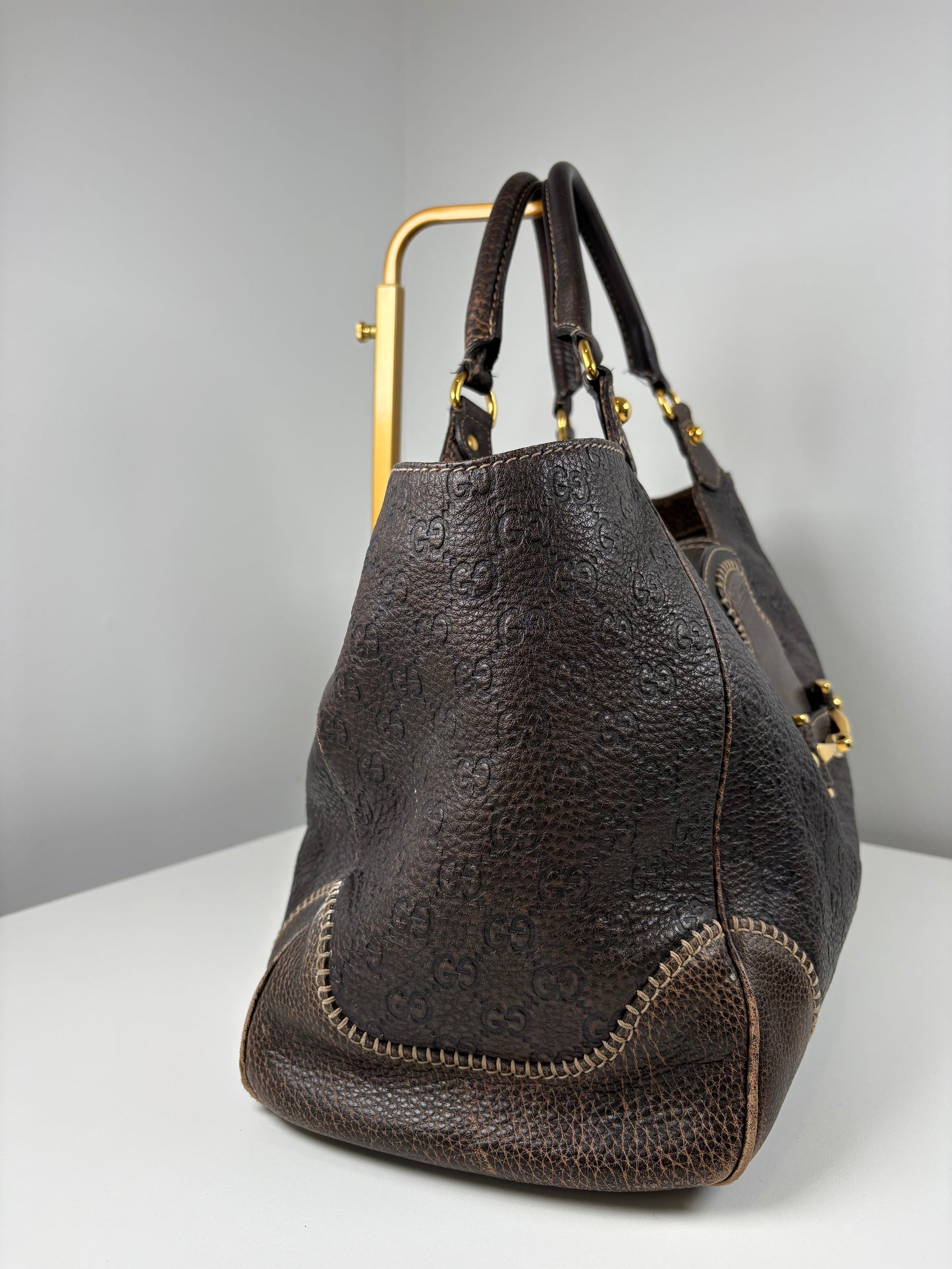 Pre-Owned GUCCI Horsebit Pelham Hobo Handbag, Brown
